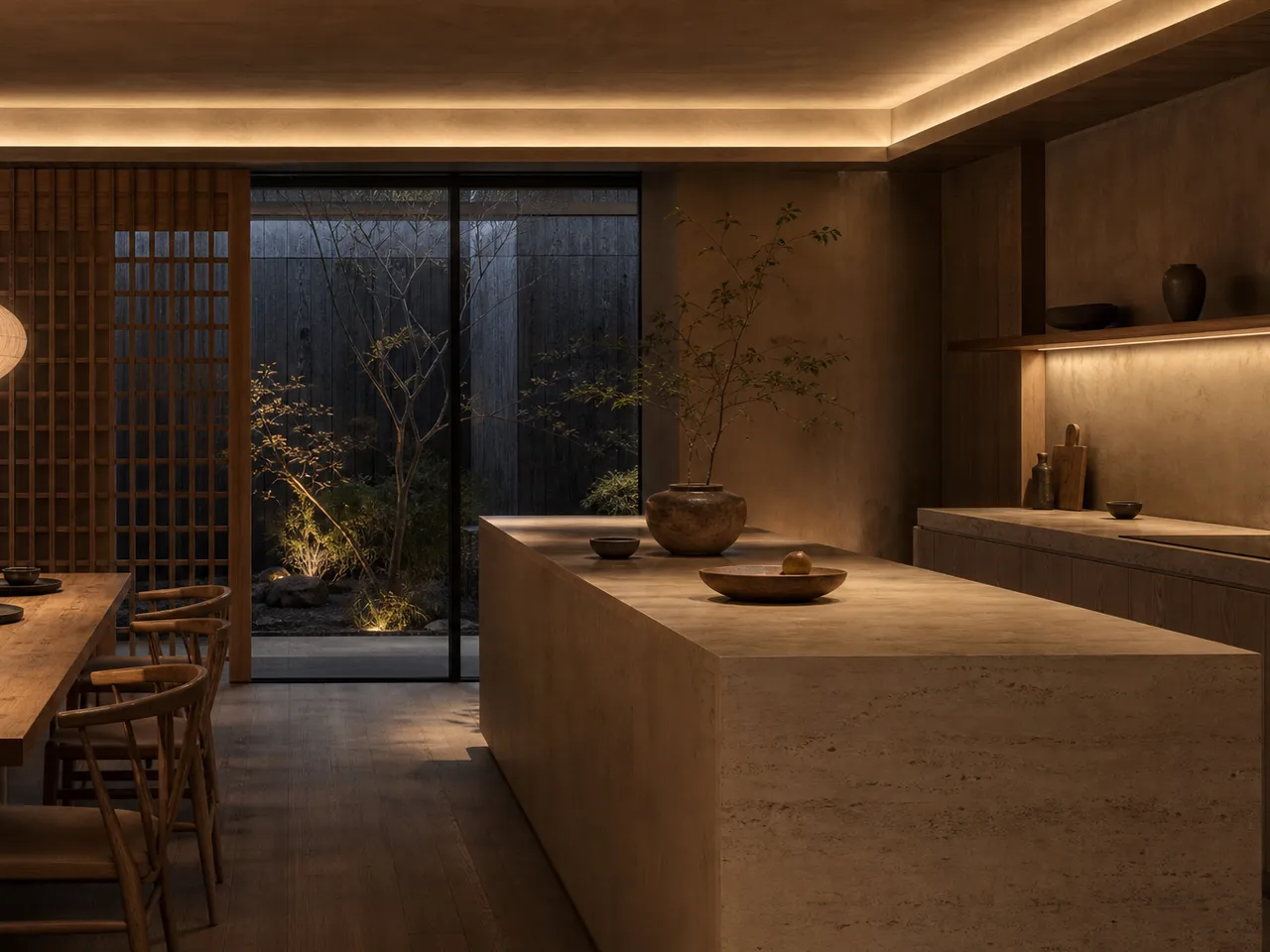Iluminación de cocina Artemide como atmósfera — editorial de Fadior sobre mobiliario en acero inoxidable 304