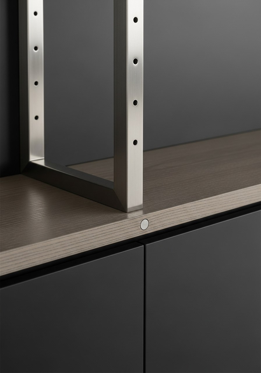Fadior Essence Media Console — close-up of stainless steel finish and hardware detail