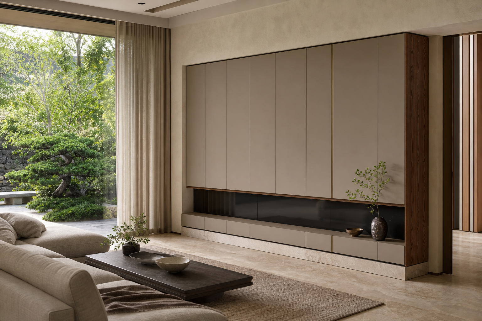 Fadior Zenith Living Room Suite with Floating Media Wall — lifestyle setting with natural light and residential styling