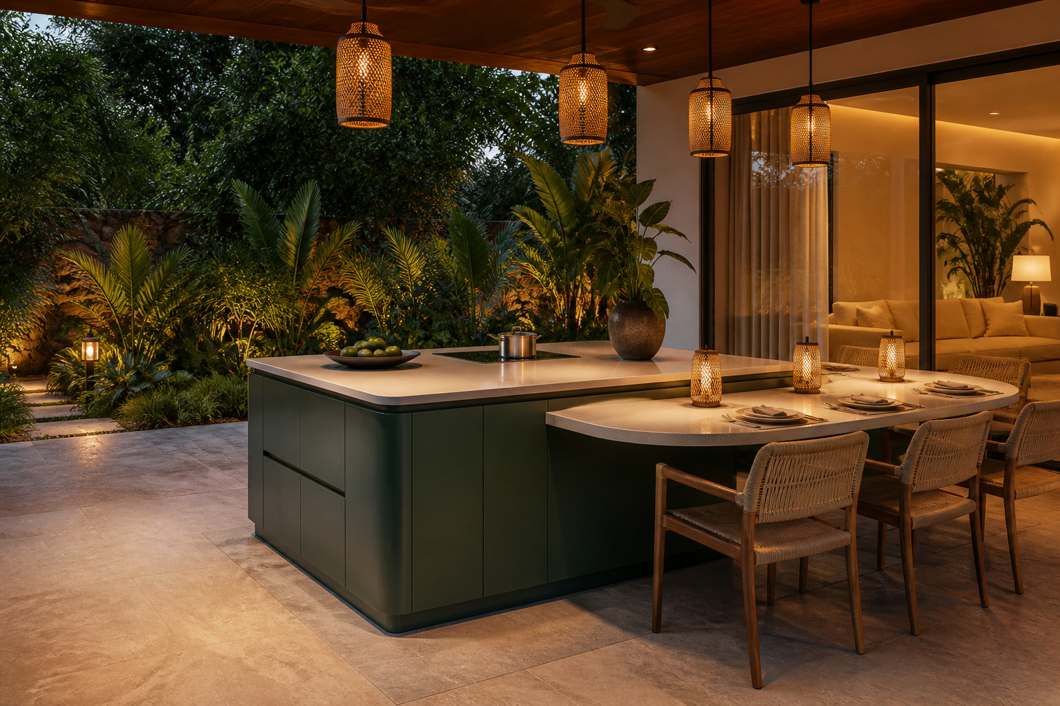 Fadior Meridian Kitchen Suite with Terrace Lantern Island — lifestyle setting with natural light and residential styling