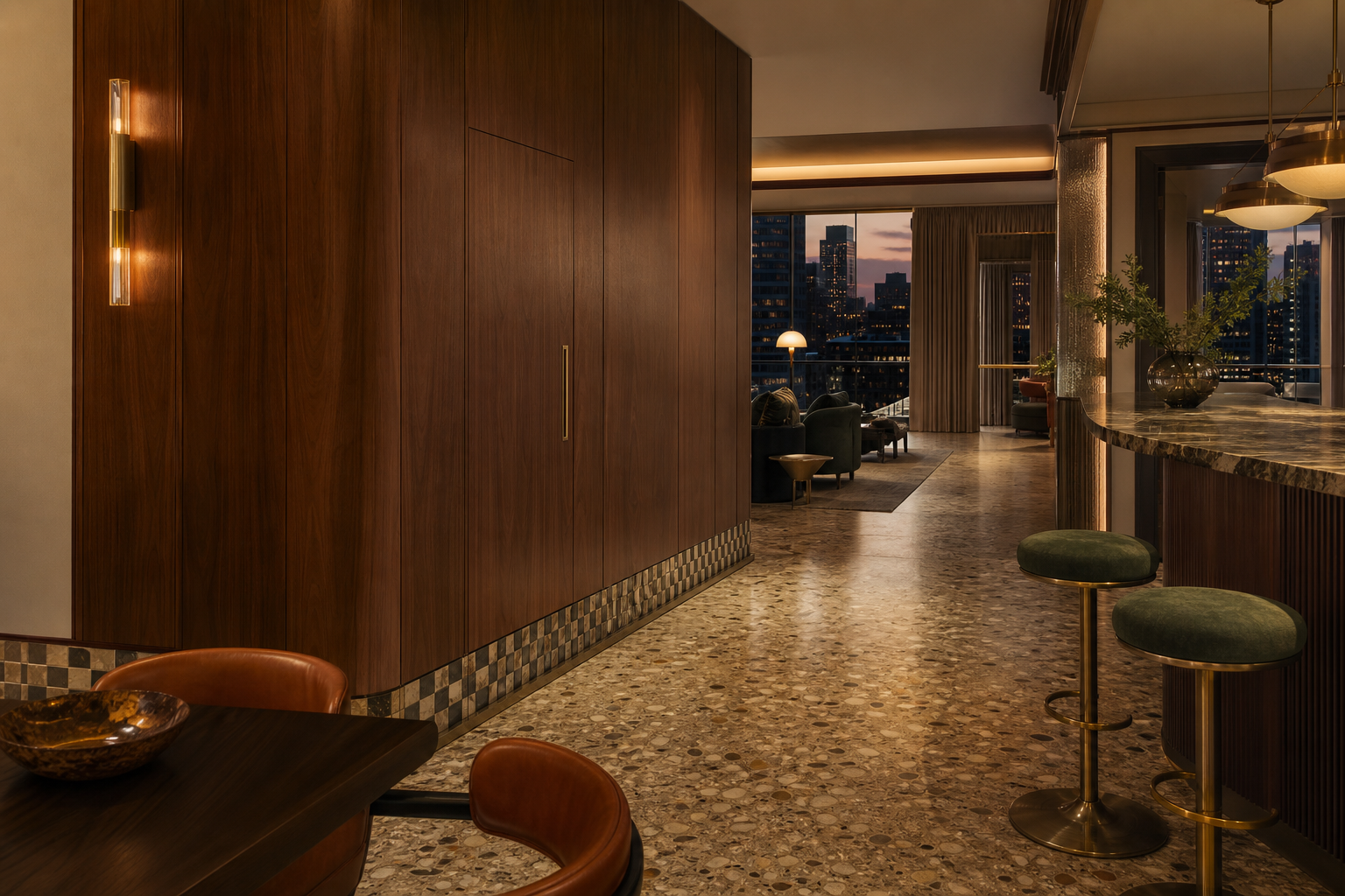 Fadior Miroir Wall Panel Suite with Flush Fitting Service Reveal — interior room context showing cabinet integration