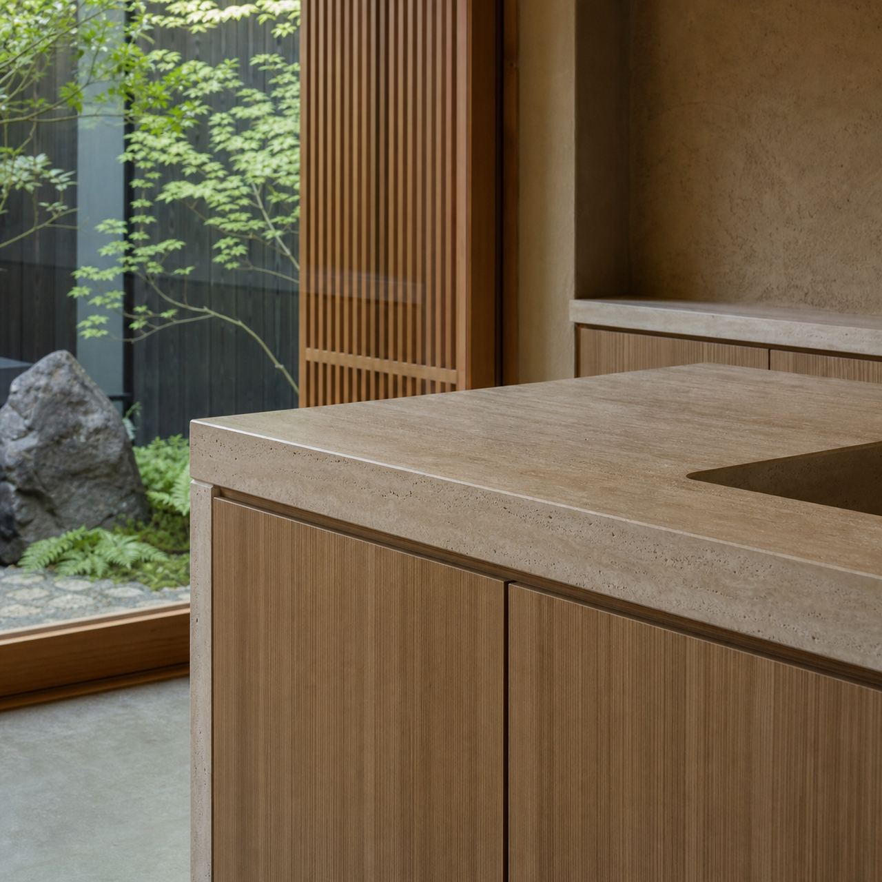 Fadior Solace Kitchen Suite with Monsoon Rinse Island — close-up of stainless steel finish and hardware detail