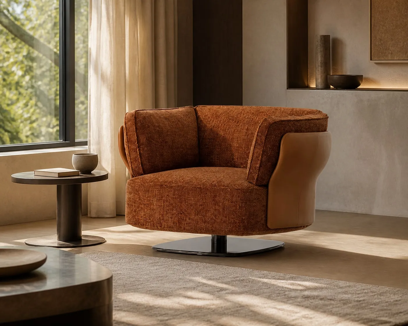 Armless Lounge Chair with Optional Ottoman