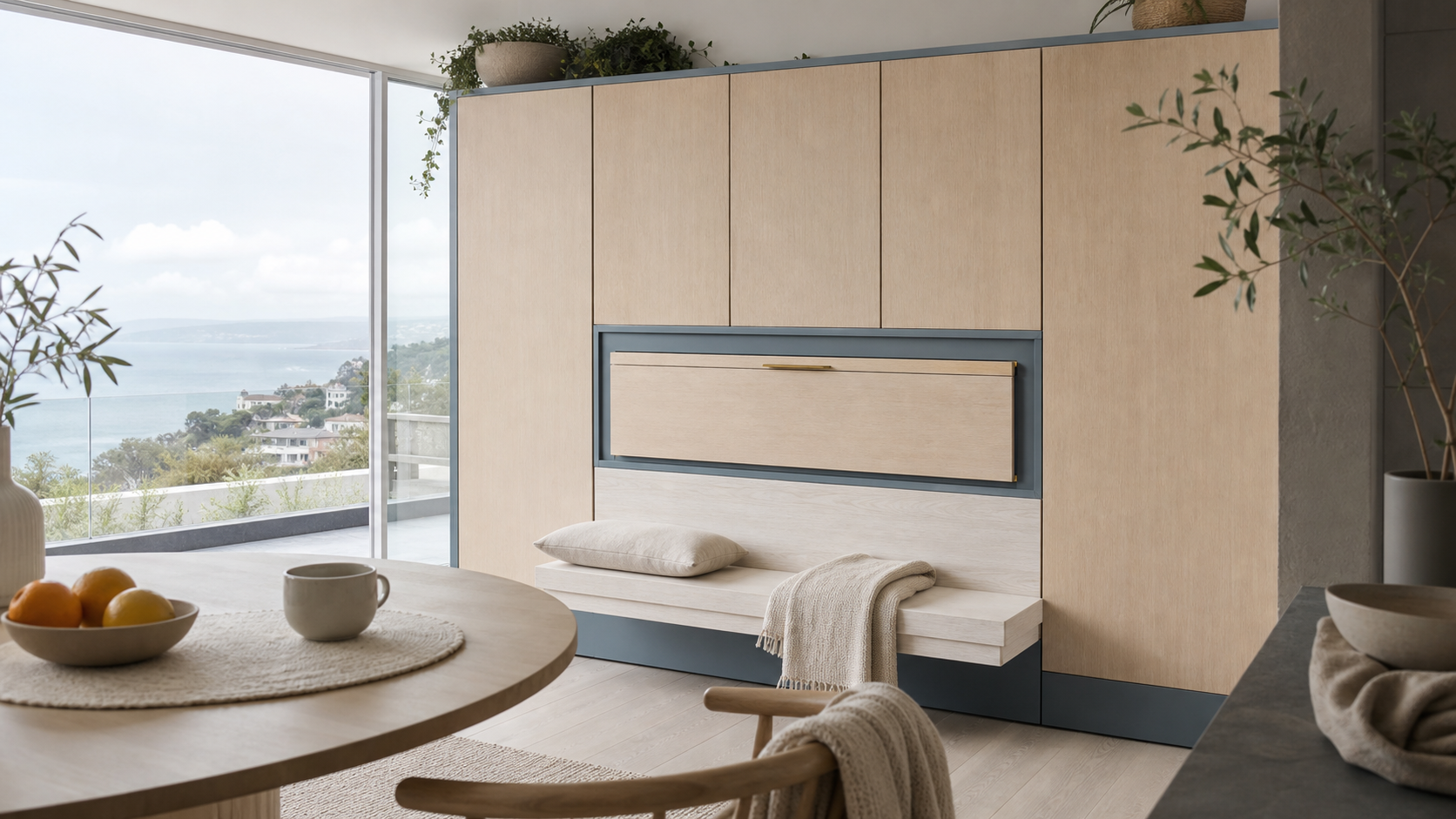 Fadior Soleil Balcony Suite with Folding Citrus Tea Bar — lifestyle setting with natural light and residential styling