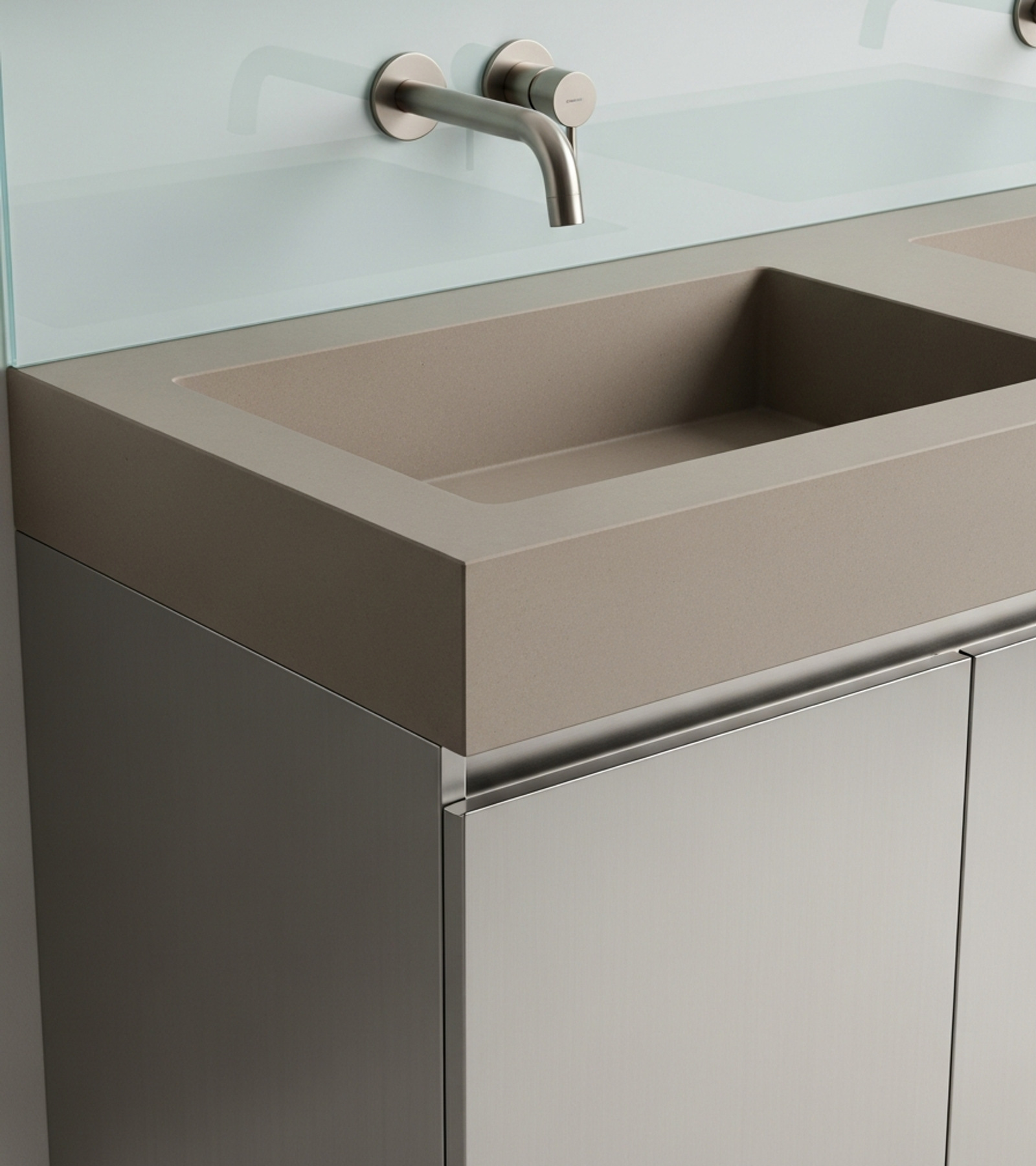 Fadior Acqua Vanity Suite — close-up of stainless steel finish and hardware detail