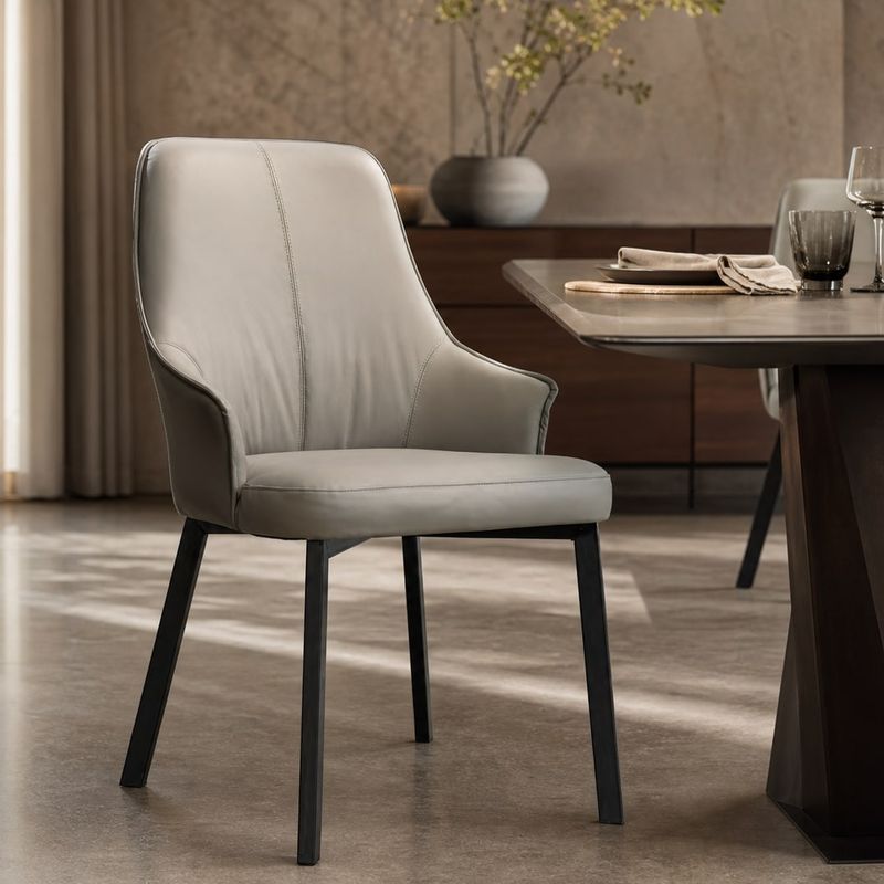 Leather-Accent Dining Chair (Carbon steel) styled in a FADIOR HOME interior setting