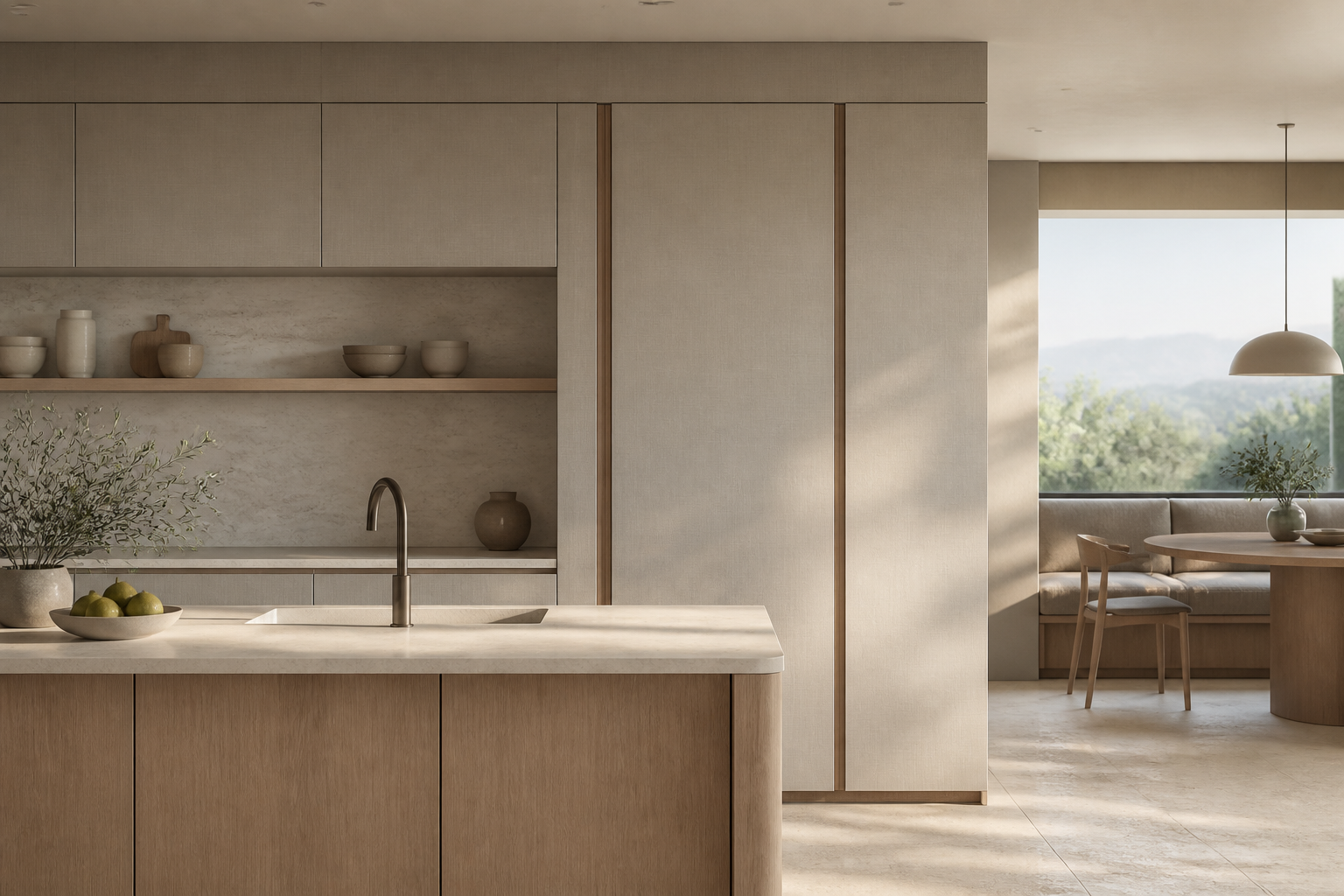 Conjunto de paneles de pared de Terrazzo con transición de piedra sinterizada estudio de adaptación