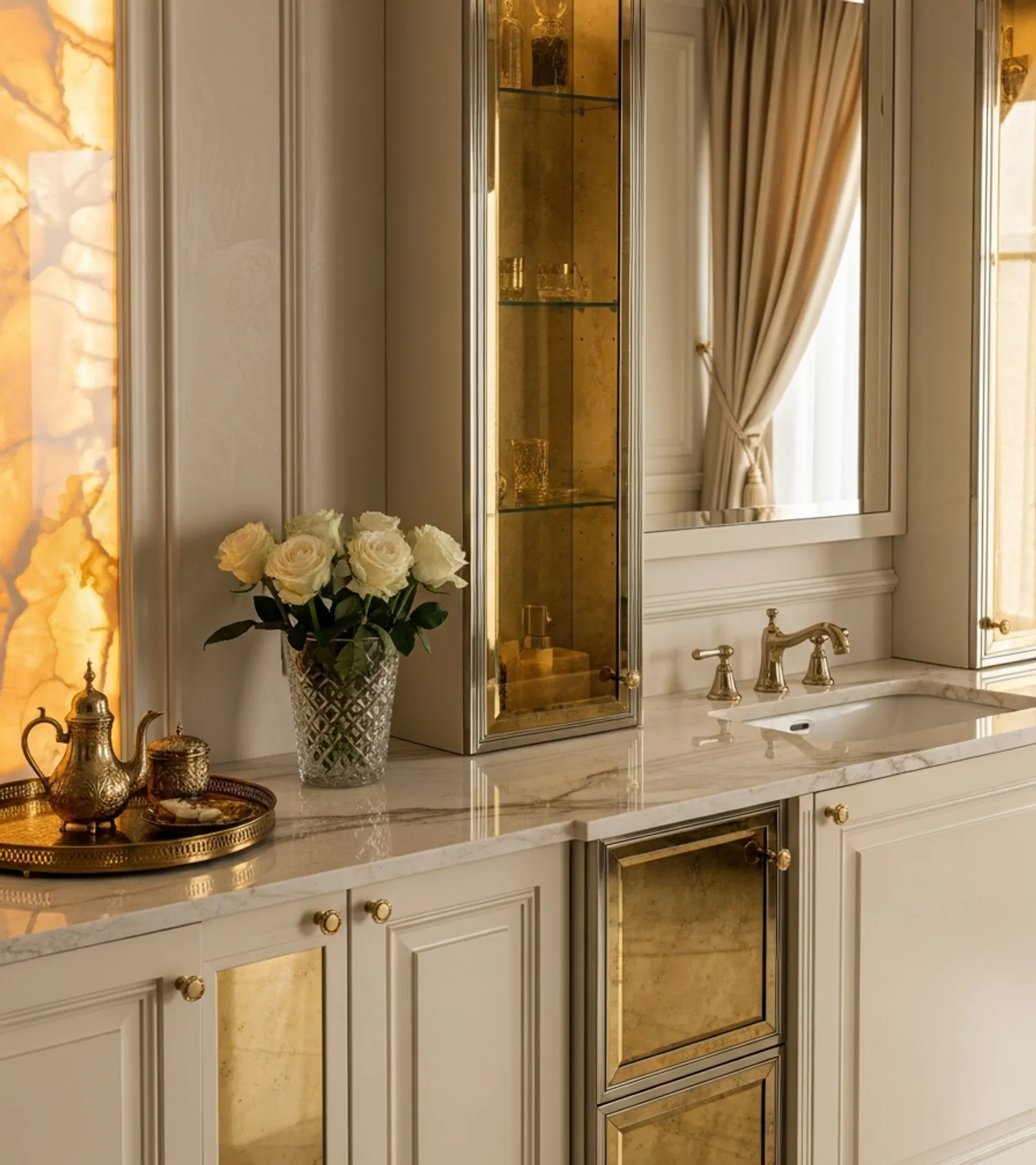 Suite de Baño y Tocador Acqua acabado y detalle