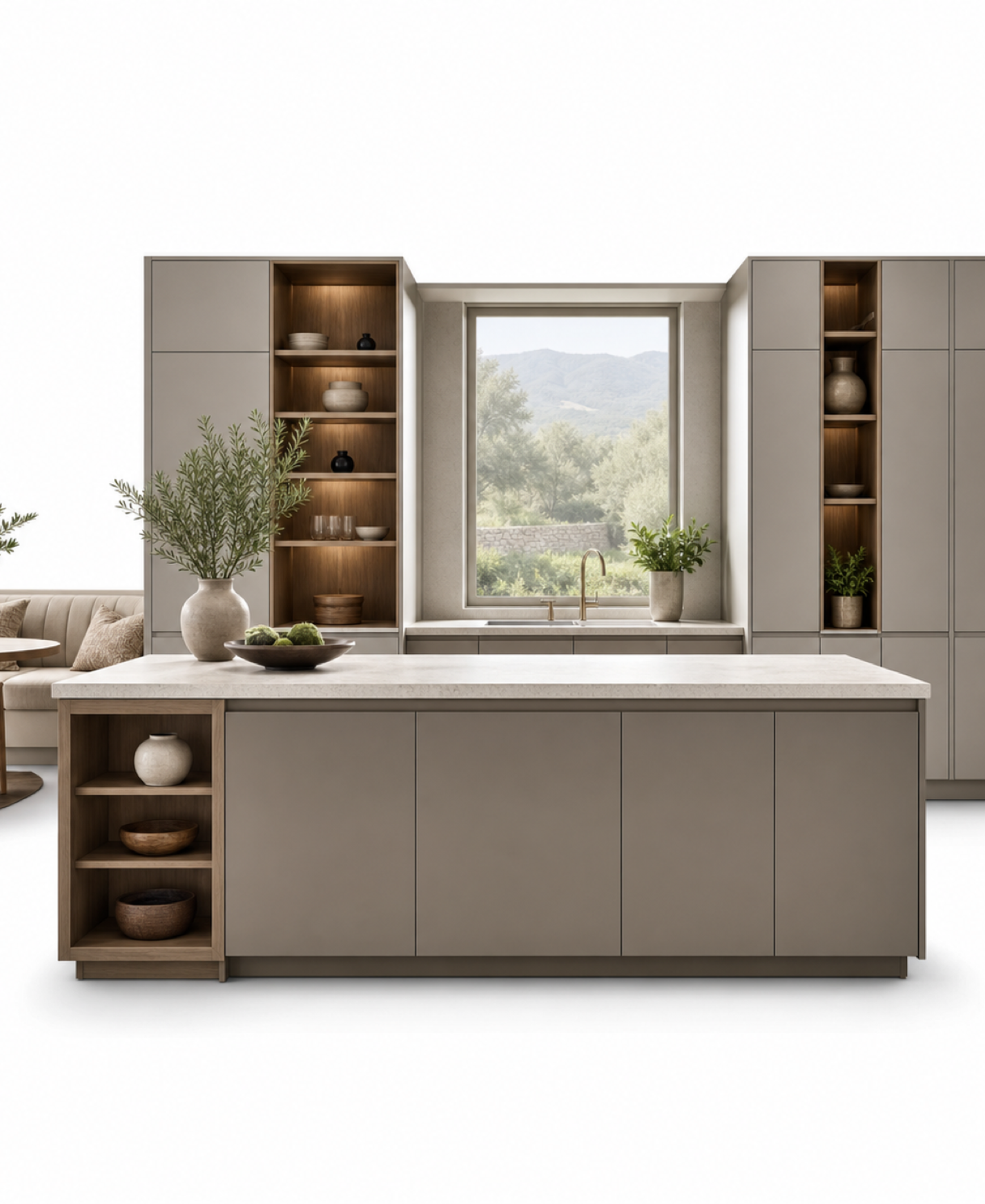 Fadior Terrena Kitchen Suite with Garden Sink Bridge — 304 stainless steel kitchen system, front view