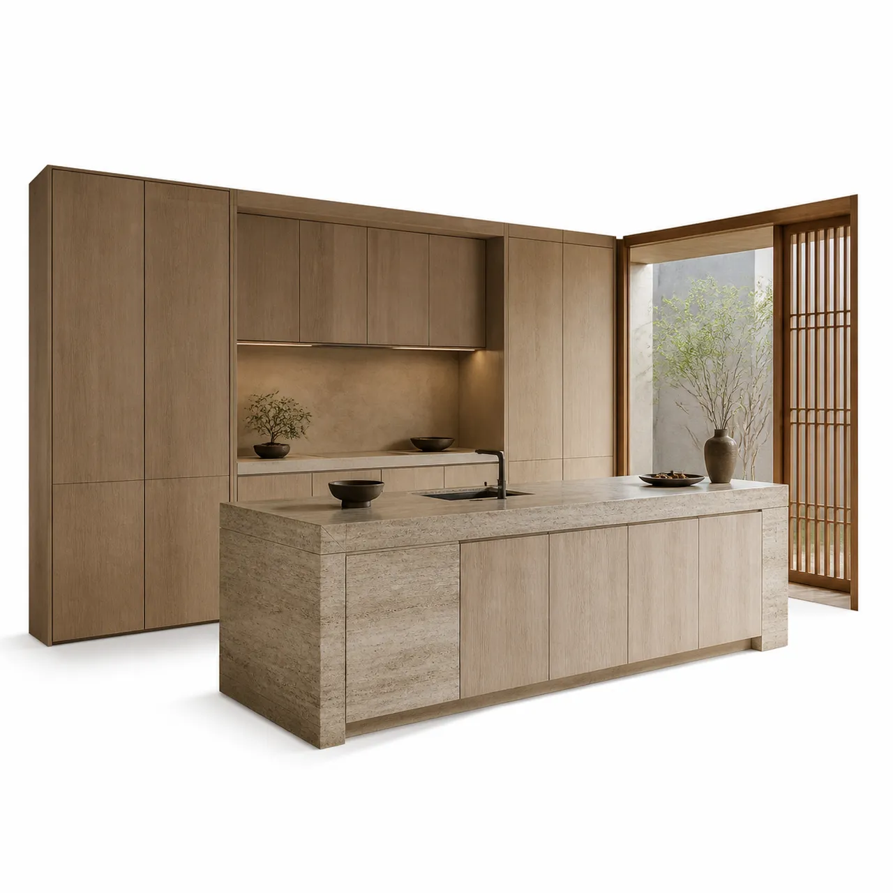 Fadior Meridian Cabinets Kitchen with Italian Finish Atelier — 304 stainless steel kitchen system, front view