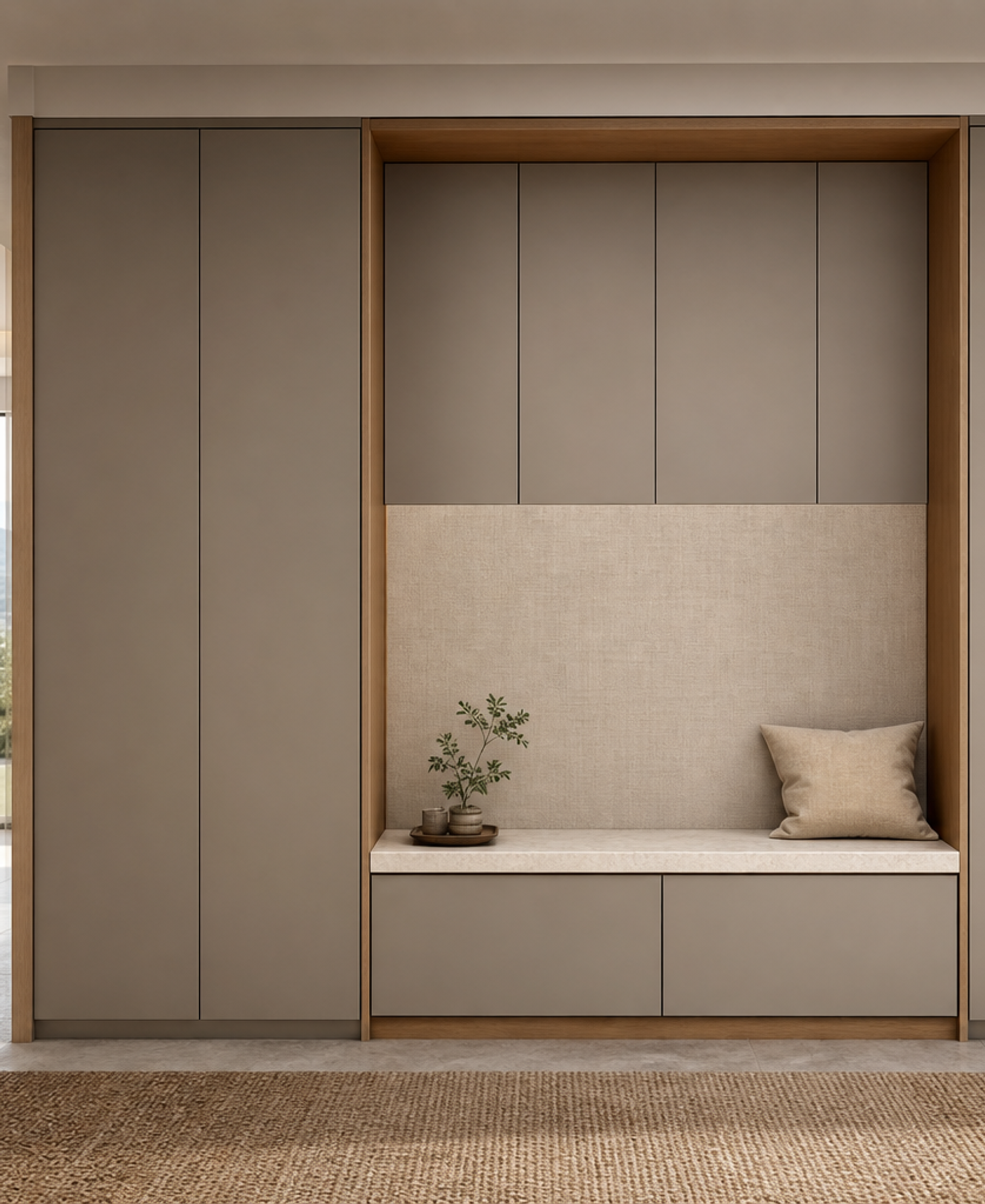 Fadior Loggia Precision Arrival Service Wall — 304 stainless steel entryway system, front view