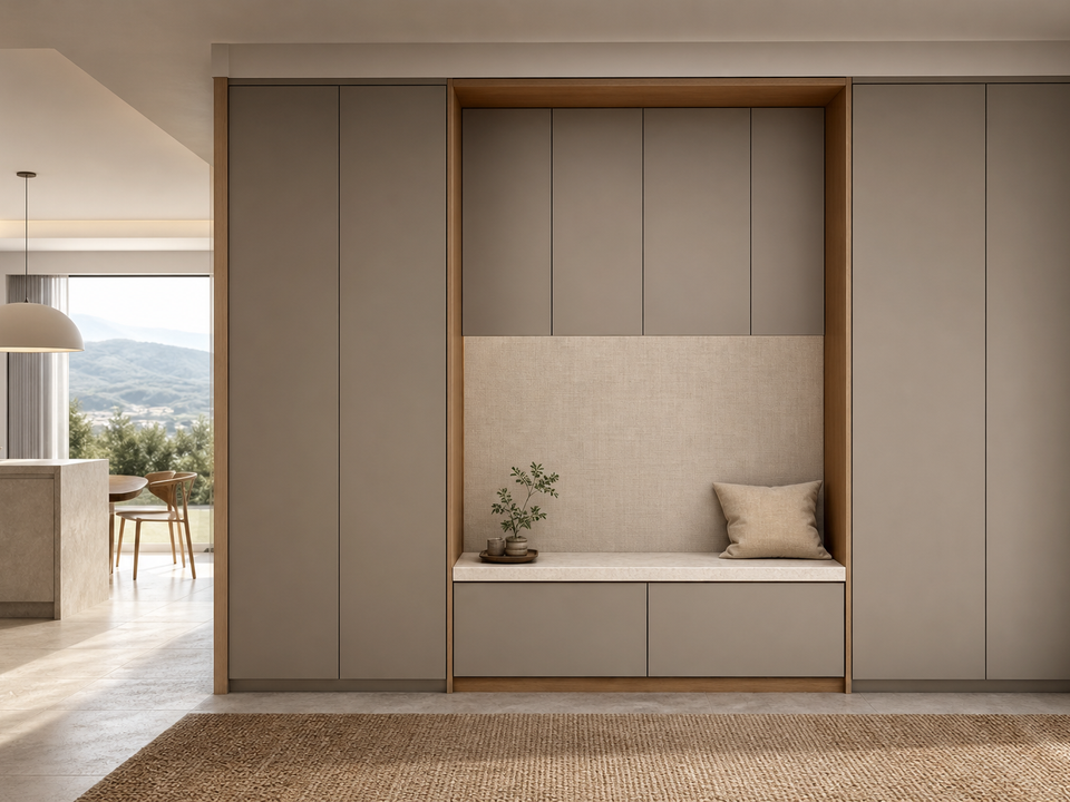 Fadior Loggia Precision Arrival Service Wall — 304 stainless steel entryway system, front view