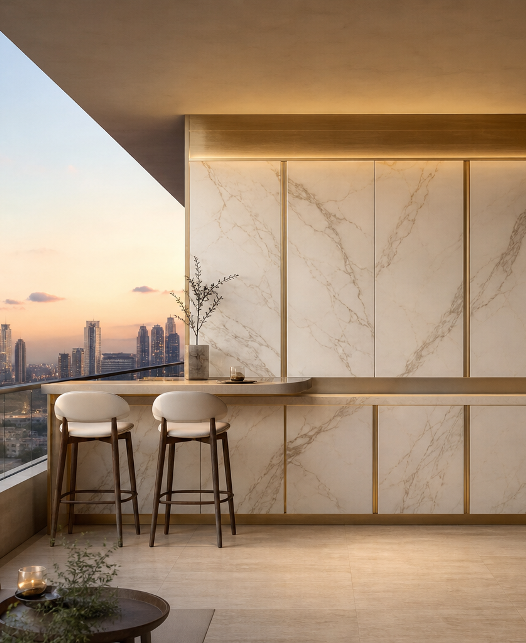 Fadior Soleil Balcony Suite with Quiet Shade Breakfast Ledge — 304 stainless steel balcony system, front view