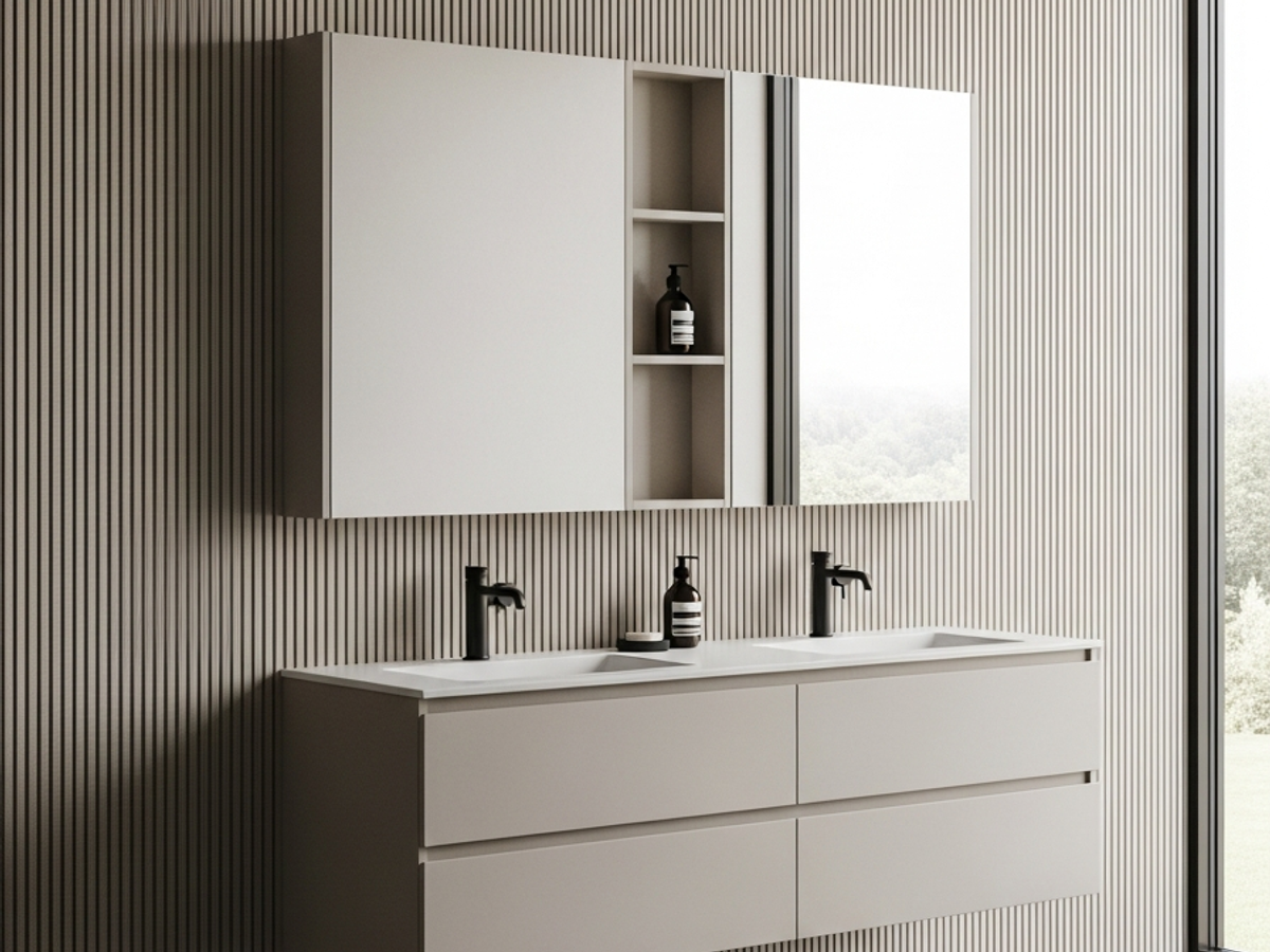 Fadior Acqua Vanity Suite — 304 stainless steel bath and vanity system, front view