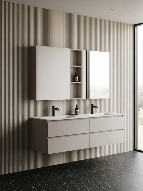 Fadior Acqua Vanity Suite — 304 stainless steel bath and vanity system, front view