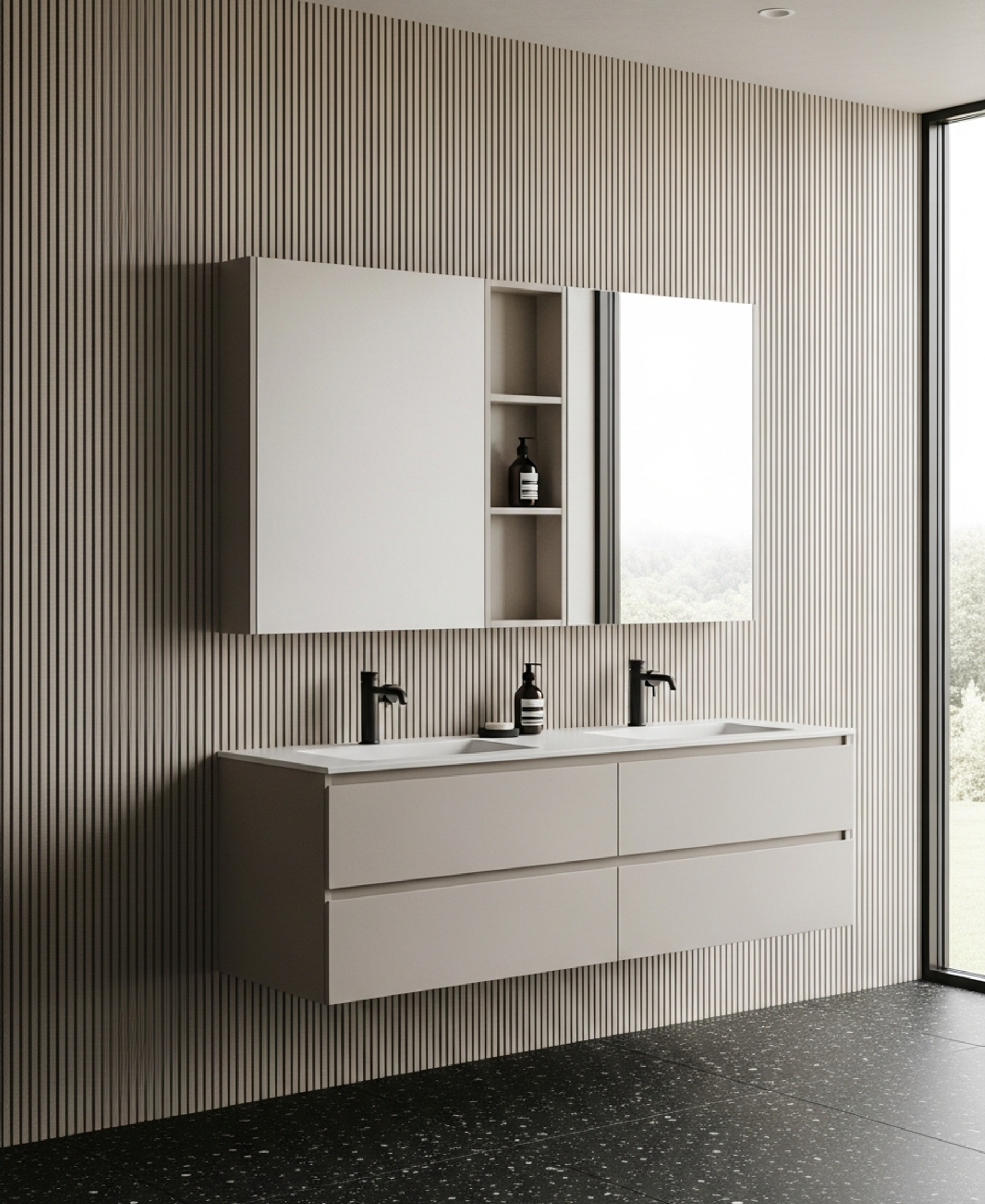 Fadior Acqua Vanity Suite — 304 stainless steel bath and vanity system, front view