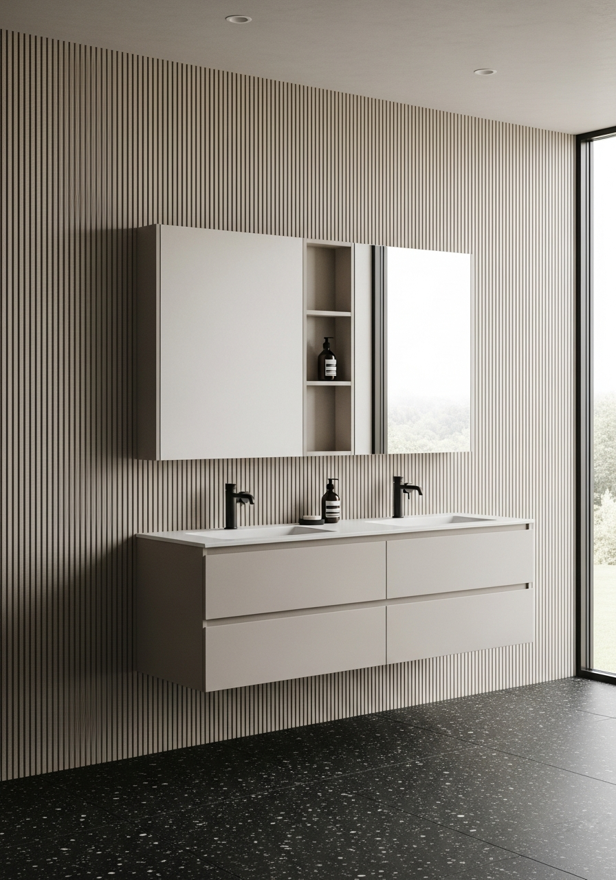 Fadior Acqua Vanity Suite — 304 stainless steel bath and vanity system, front view