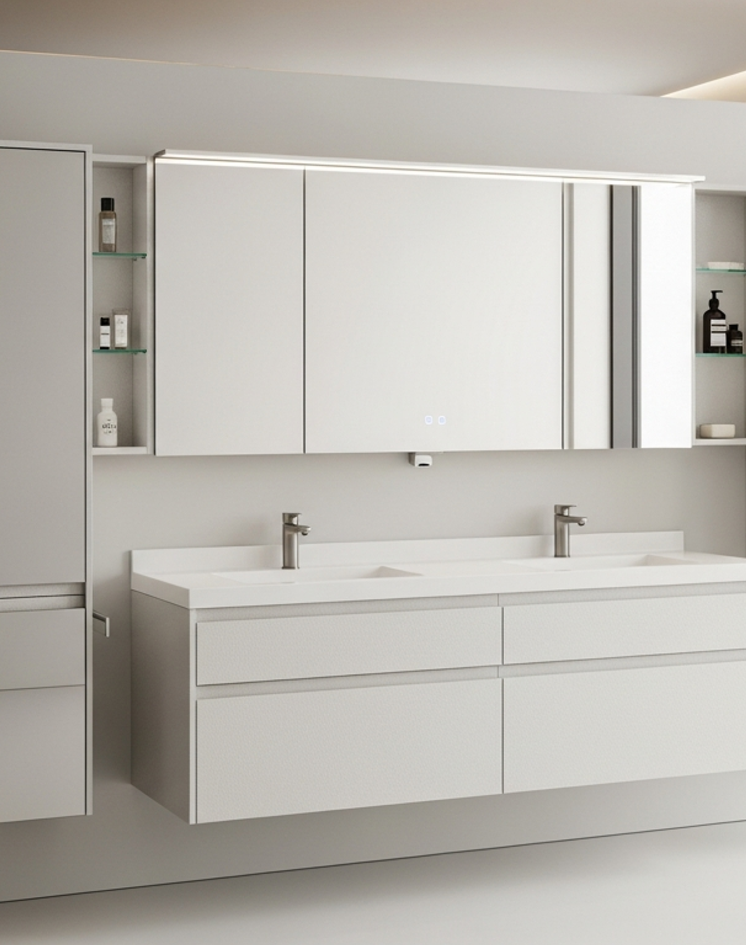 Fadior Acqua Luminous Vanity — lifestyle setting with natural light and residential styling
