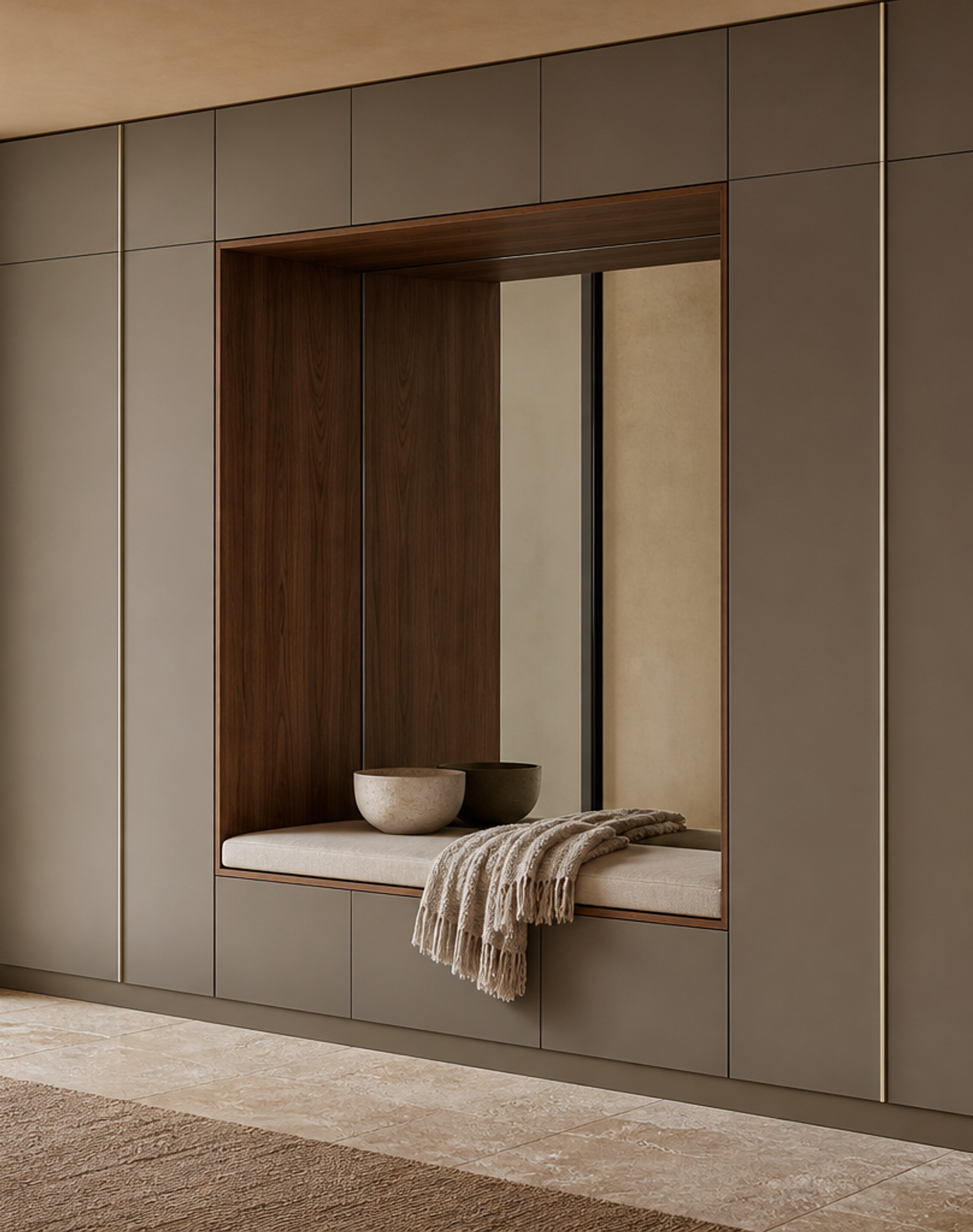 Fadior Savile Entryway Suite with Precision Arrival Wall — lifestyle setting with natural light and residential styling