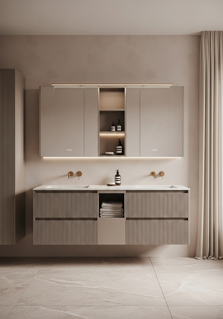 Fadior Acqua Bath and Vanity Suite — interior room context showing cabinet integration