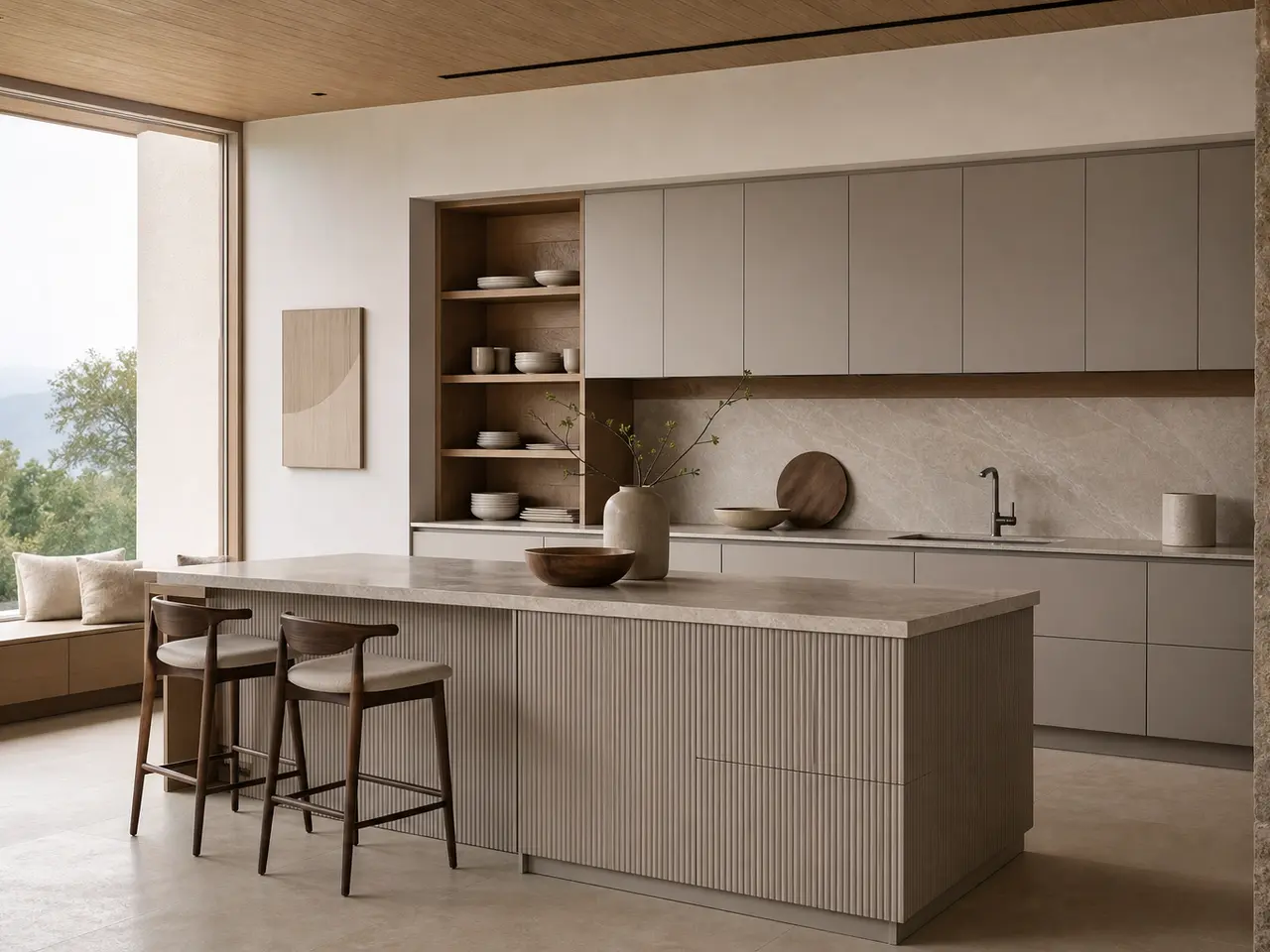 Fadior Terrena Kitchen Suite with Reeded Breakfast Harbor - custom 304 stainless steel kitchen cabinetry with residential finishes, storage planning, and daily workflow