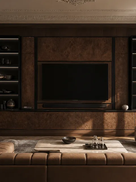 Fadior Veneto Living Room Suite with Terracotta Listening Hearth — 304 stainless steel living room system, front view