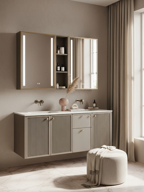 Fadior Solstice Bath and Vanity Suite — 304 stainless steel bath and vanity system, front view