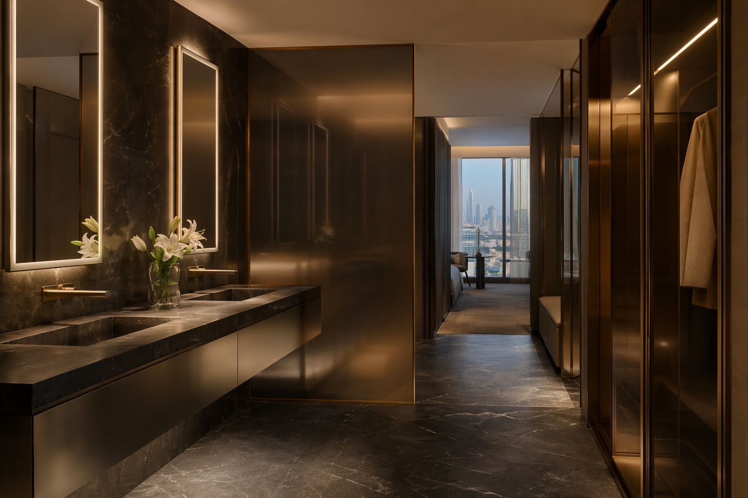 Fadior Dubai Downtown Hotel — secondary space with stainless steel storage system