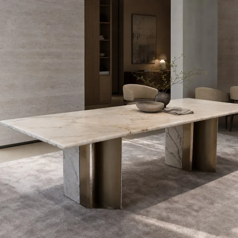 Calacatta-Tone Marble Dining Table