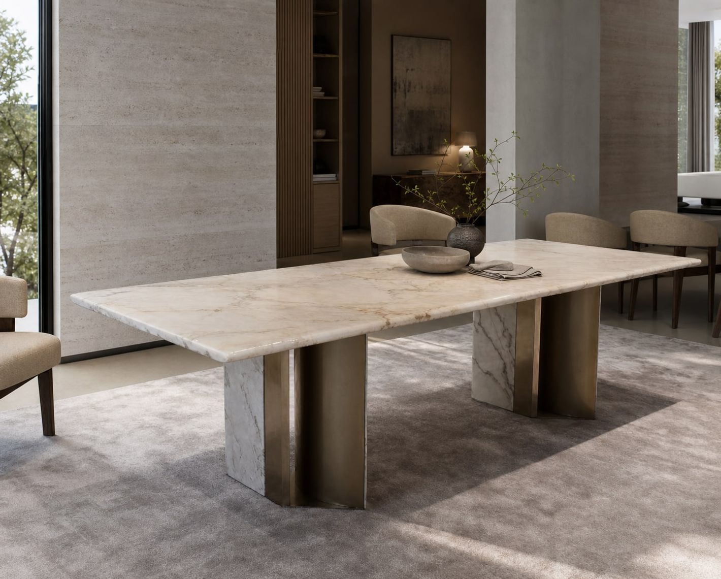 Marble Dining Table (New calacatta) styled in a FADIOR HOME interior setting