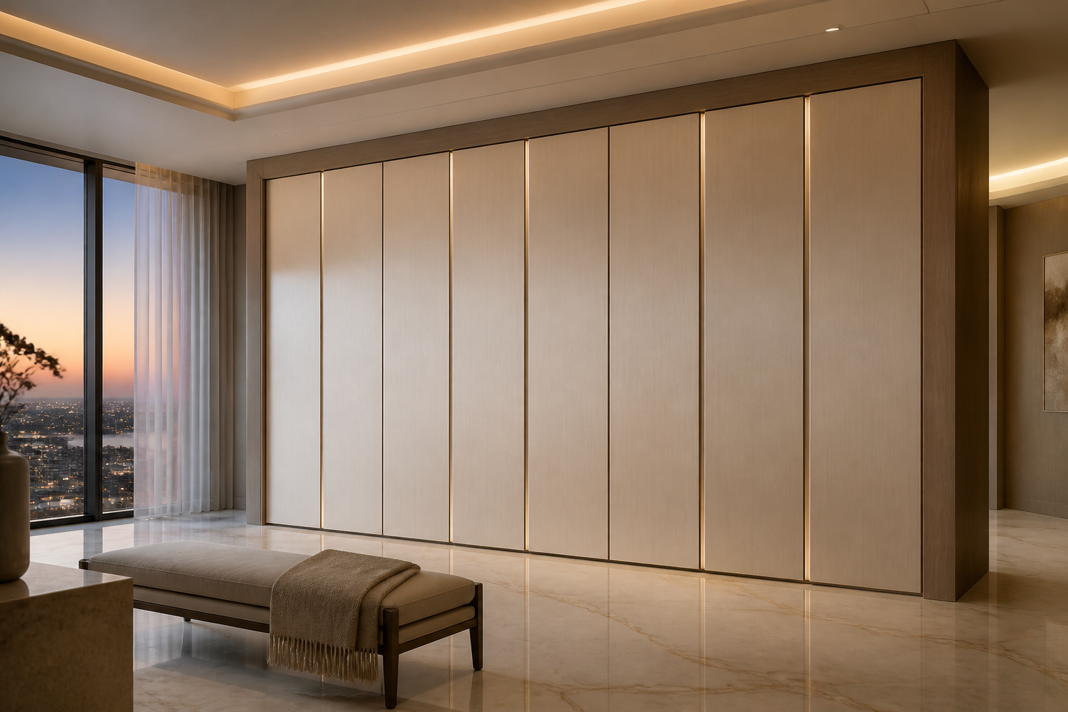 Conjunto de vestidor Canopy con paso Atelier enmarcado estudio de adaptación