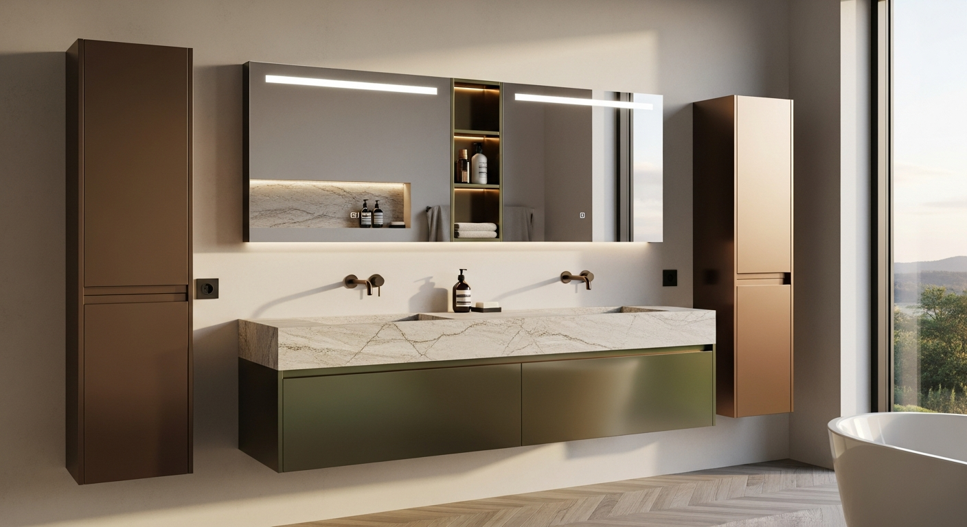 Fadior Acqua Monolith Vanity — lifestyle setting with natural light and residential styling