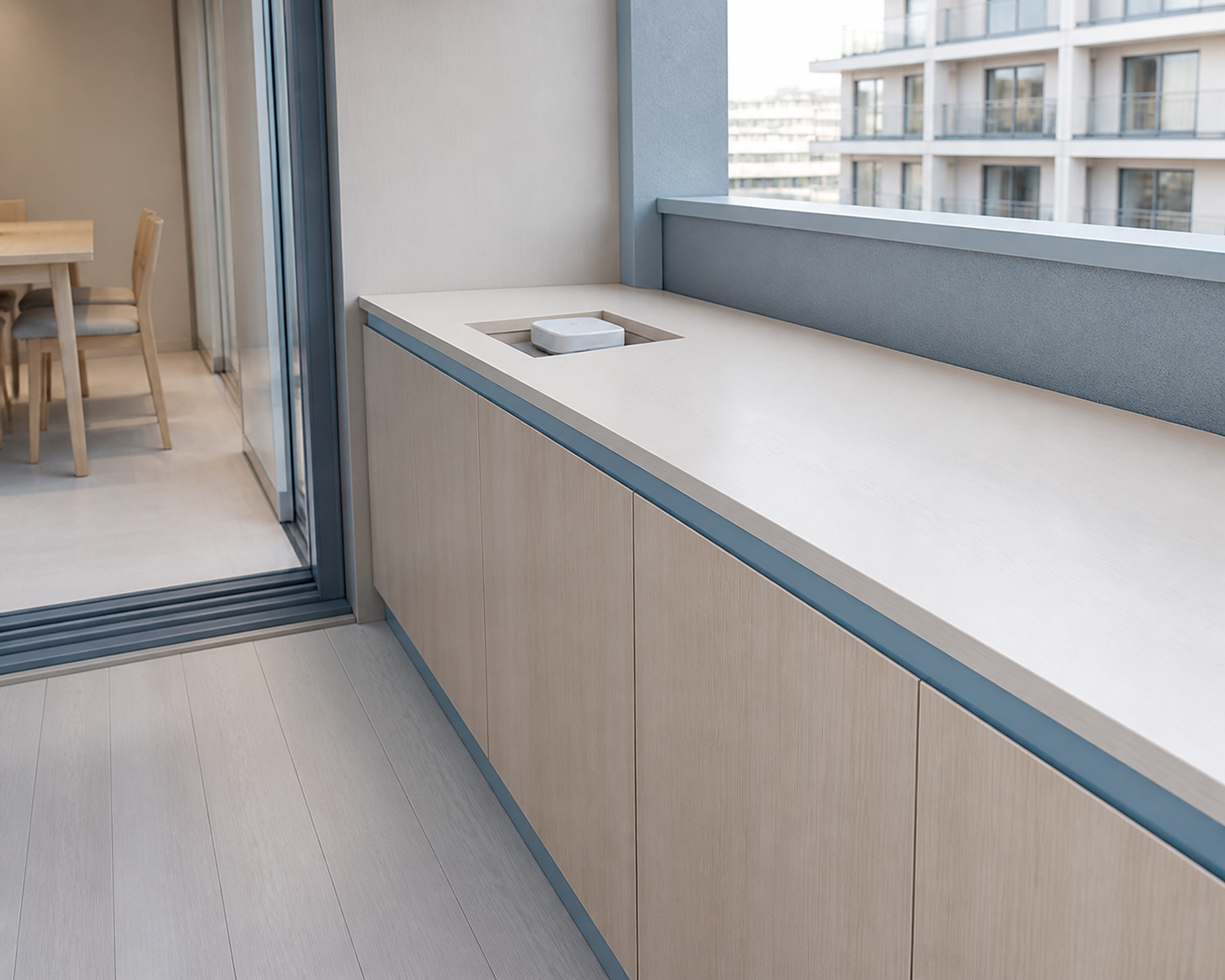 Fadior Soleil Sensor-Ready Terrace Worktop — interior room context showing cabinet integration