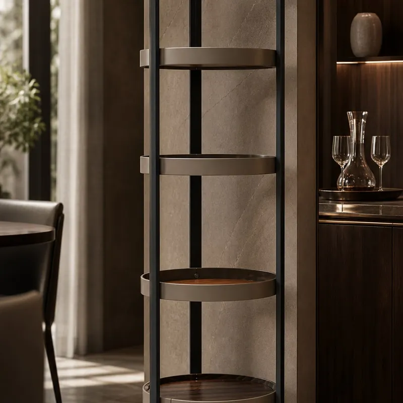 Saddle Leather Brushed Steel Wine Cabinet