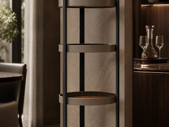 Leather-Accent Wine Cabinet styled in a FADIOR HOME interior setting