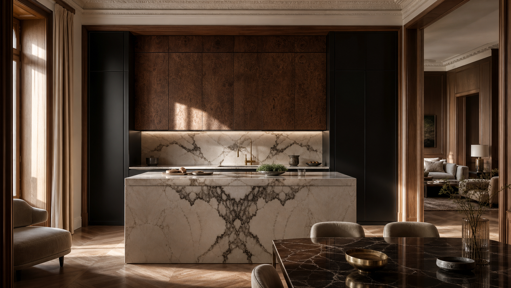 Conjunto de cocina Silkstone con galería de herrajes de lavaplatos Spa estudio de adaptación