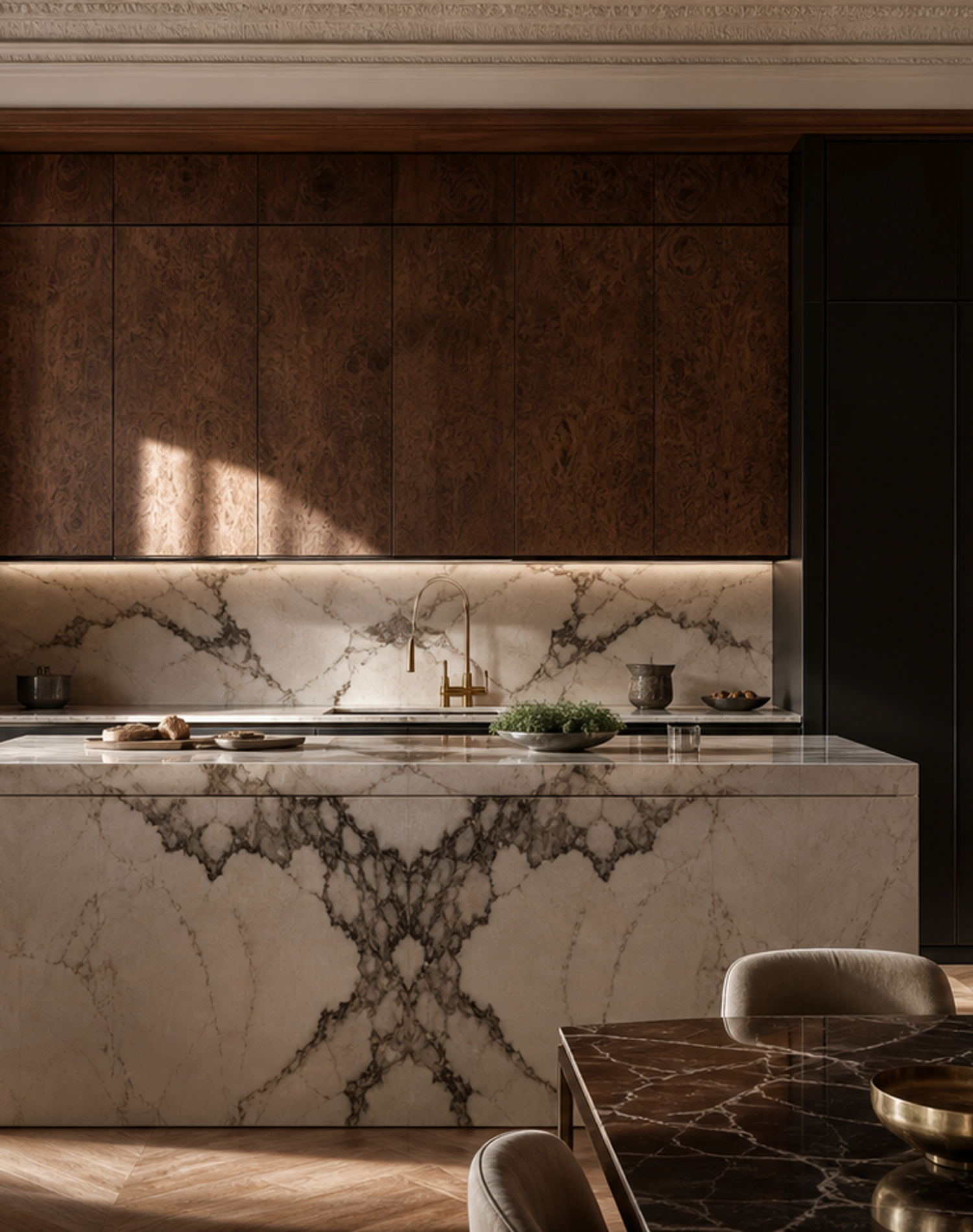 Conjunto de cocina Silkstone con galería de herrajes de lavaplatos Spa estudio de adaptación