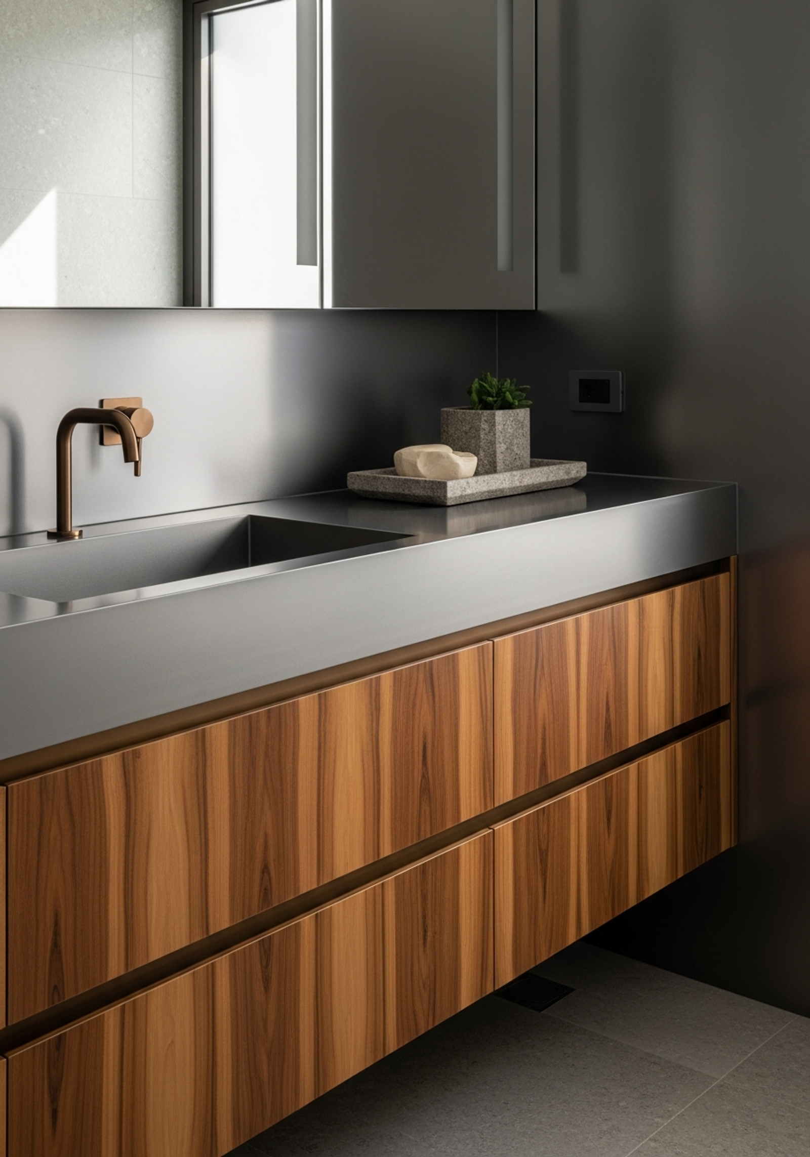 Fadior São Paulo Hilltop Villa — bathroom vanity with premium material integration