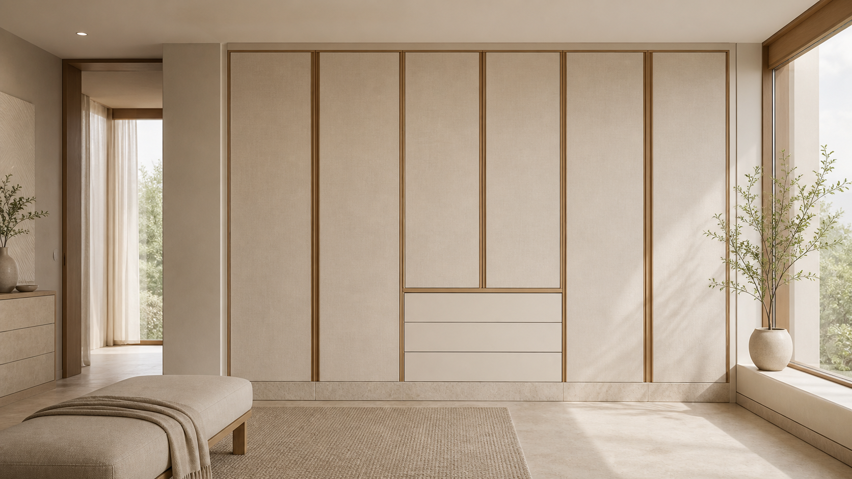 Fadior Lumiere Wardrobe Suite with Low-Glare Trousseau Lantern — lifestyle setting with natural light and residential styling