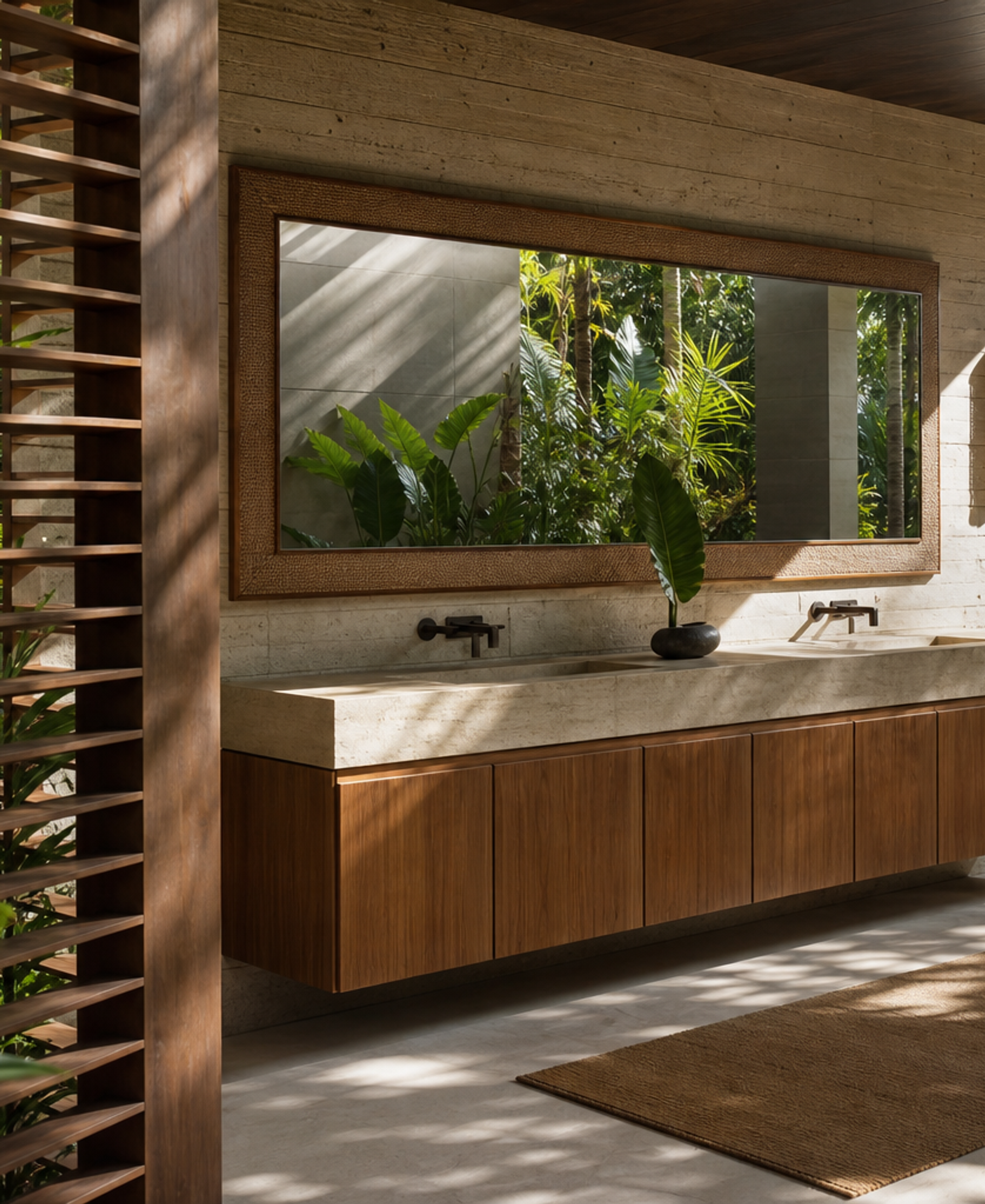 Fadior Voyage Bath Vanity Suite with Milan Spa Vanity Wall — 304 stainless steel bath and vanity system, front view