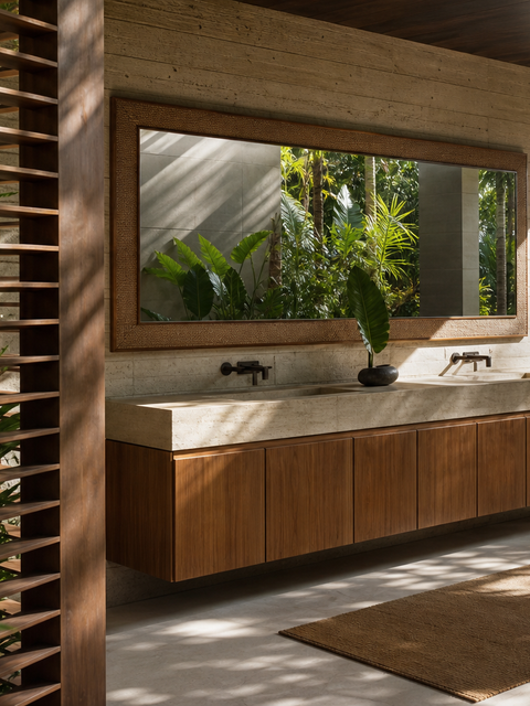 Fadior Voyage Bath Vanity Suite with Milan Spa Vanity Wall — 304 stainless steel bath and vanity system, front view
