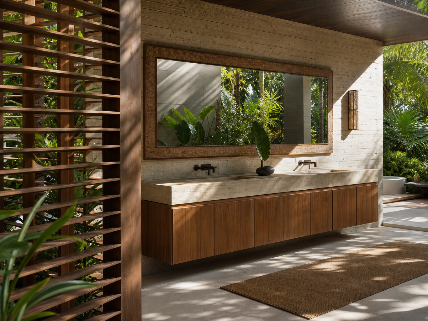 Fadior Voyage Bath Vanity Suite with Milan Spa Vanity Wall — 304 stainless steel bath and vanity system, front view