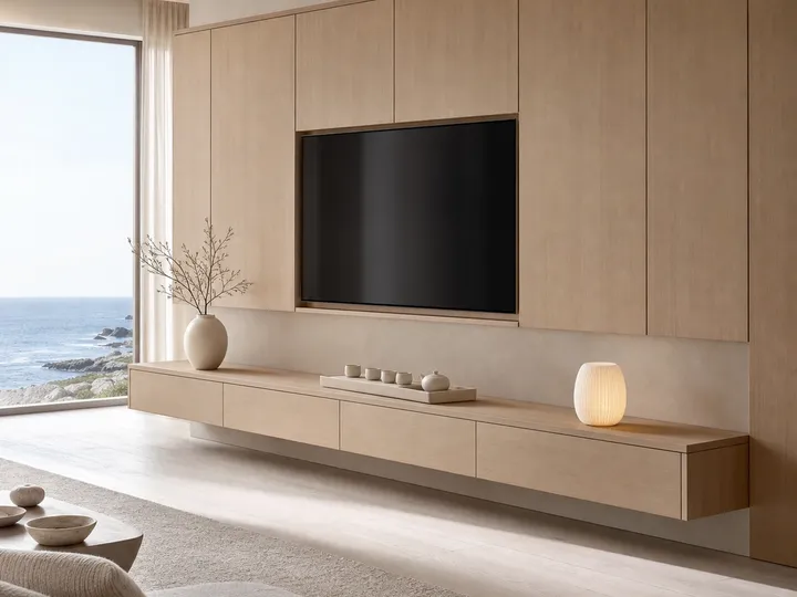 Fadior Galleria Living Room Suite with Floating Tea Console — 304 stainless steel living room system, front view