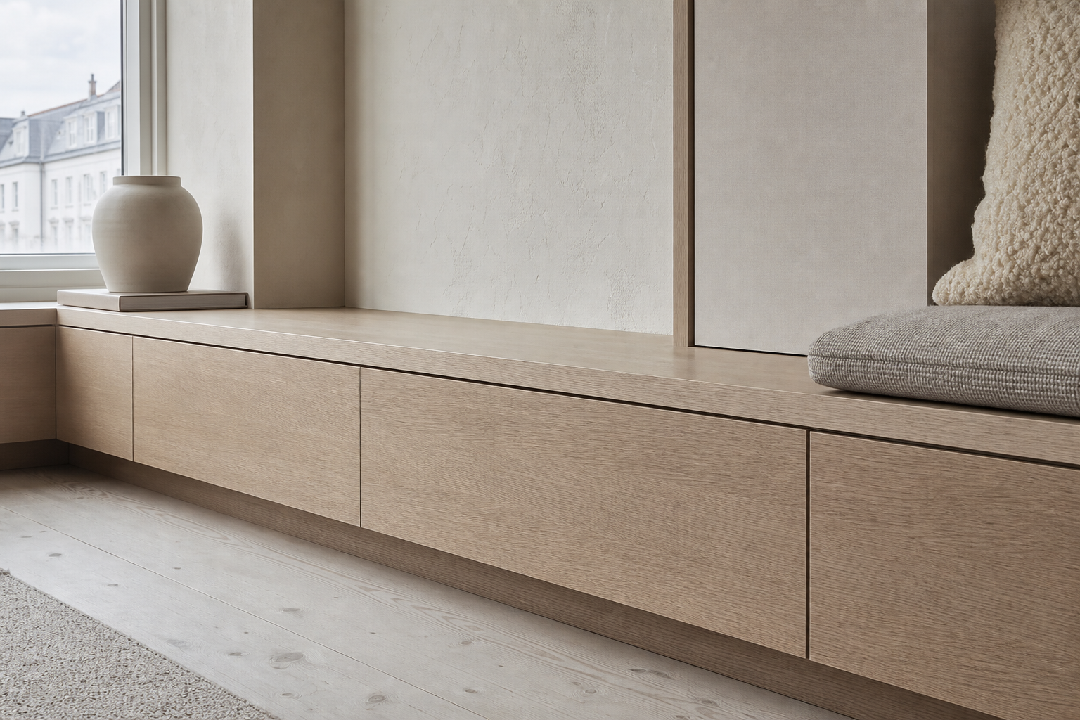 Fadior Silvan Living Room Suite with Window Seat Display Plinth — close-up of stainless steel finish and hardware detail