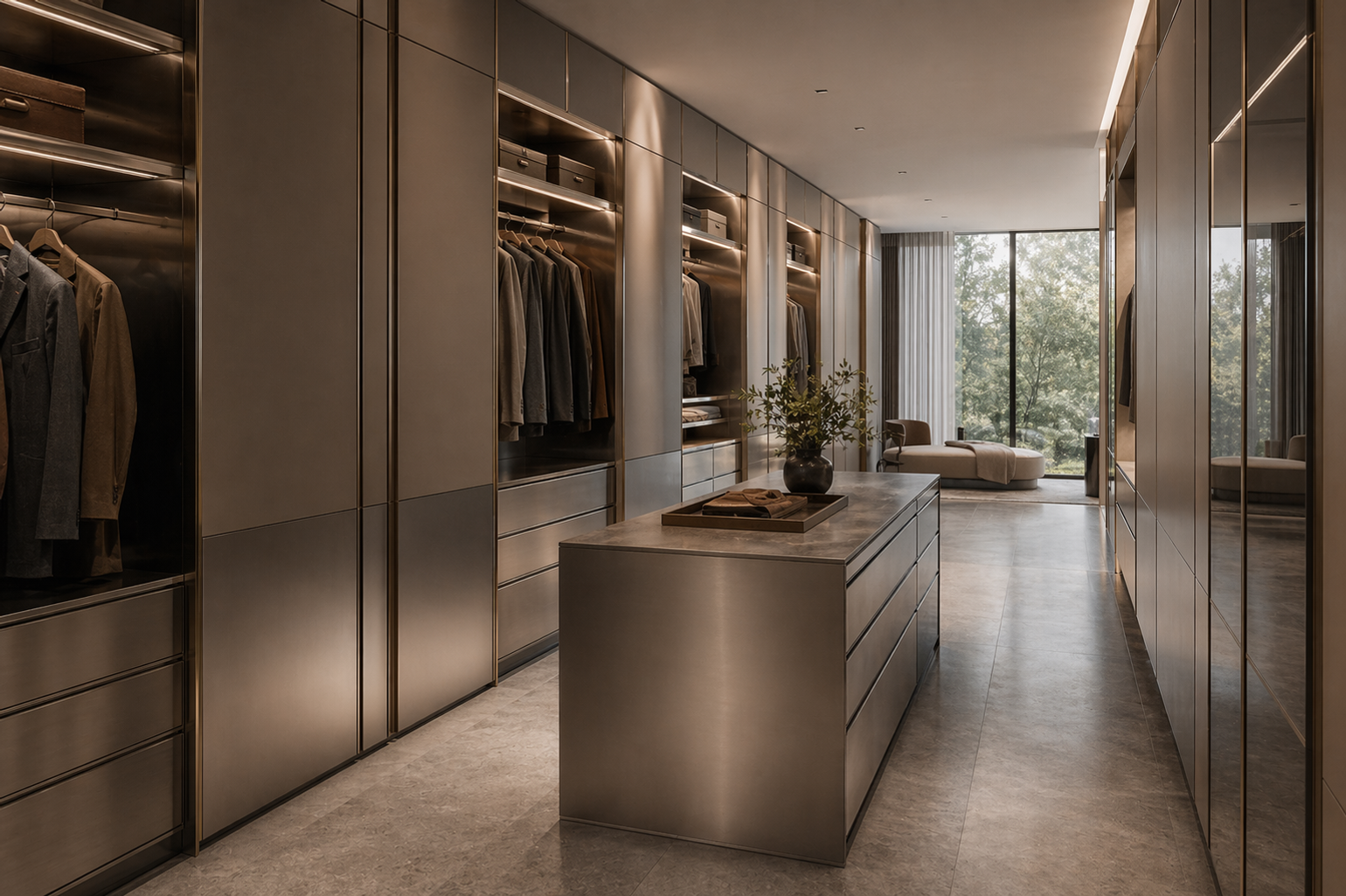 Fadior Brera Wardrobe Suite — 304 stainless steel wardrobe system, front view