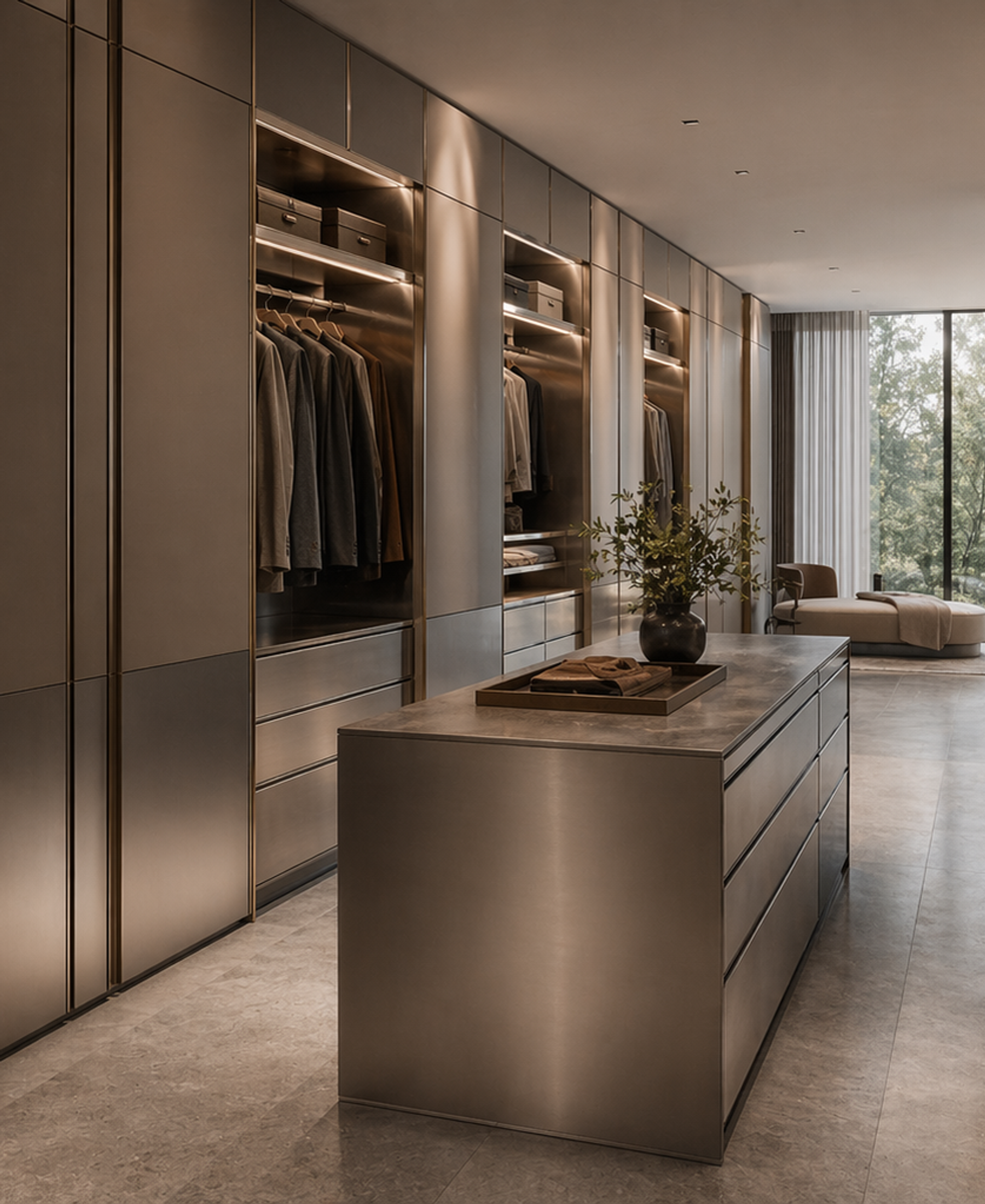 Fadior Brera Wardrobe Suite — 304 stainless steel wardrobe system, front view