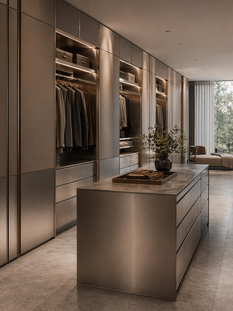 Fadior Brera Wardrobe Suite — 304 stainless steel wardrobe system, front view