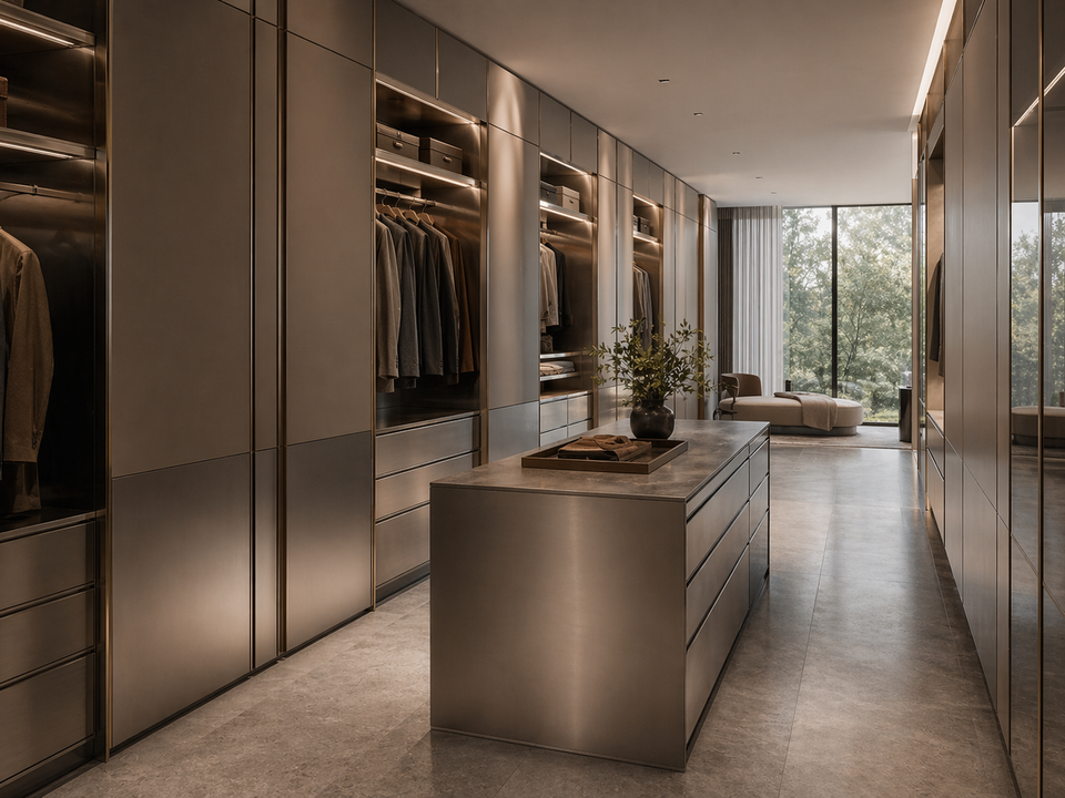 Fadior Brera Wardrobe Suite — 304 stainless steel wardrobe system, front view