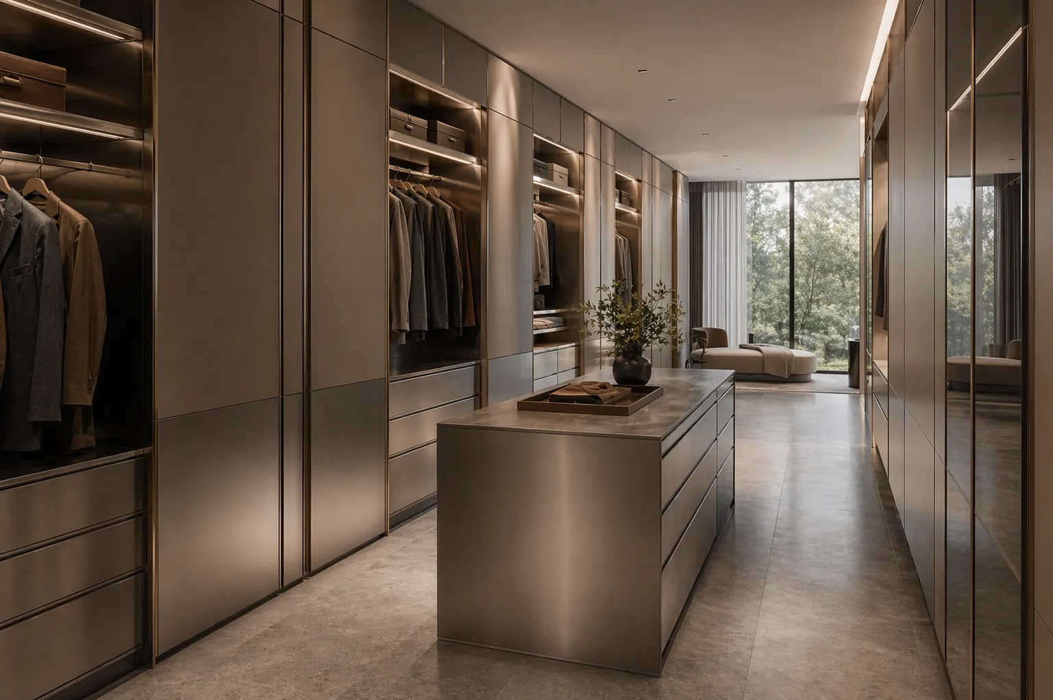 Fadior Brera Wardrobe Suite — 304 stainless steel wardrobe system, front view