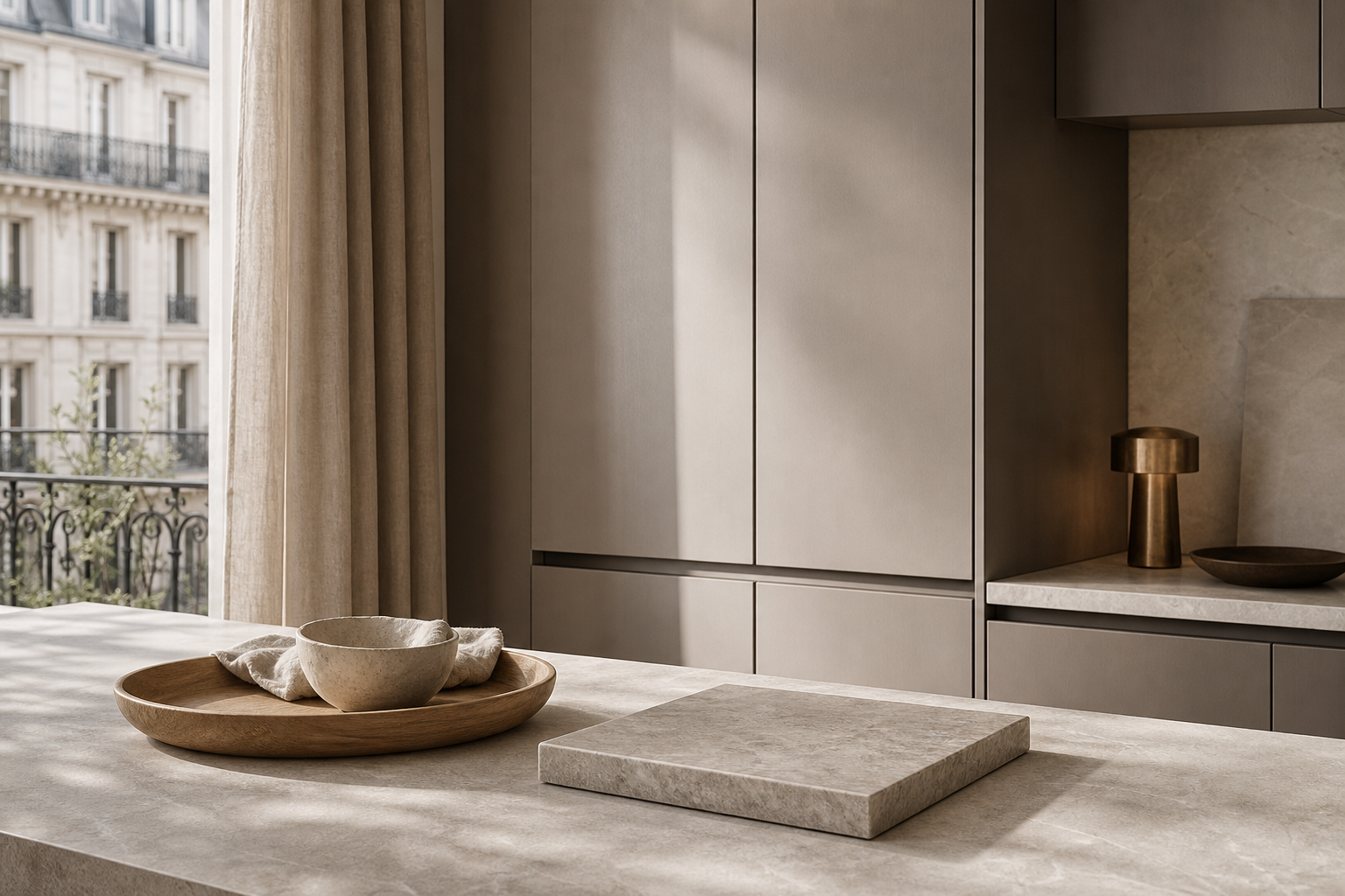 Cabinet finish and stone surface study for high quality kitchen cabinet selection
